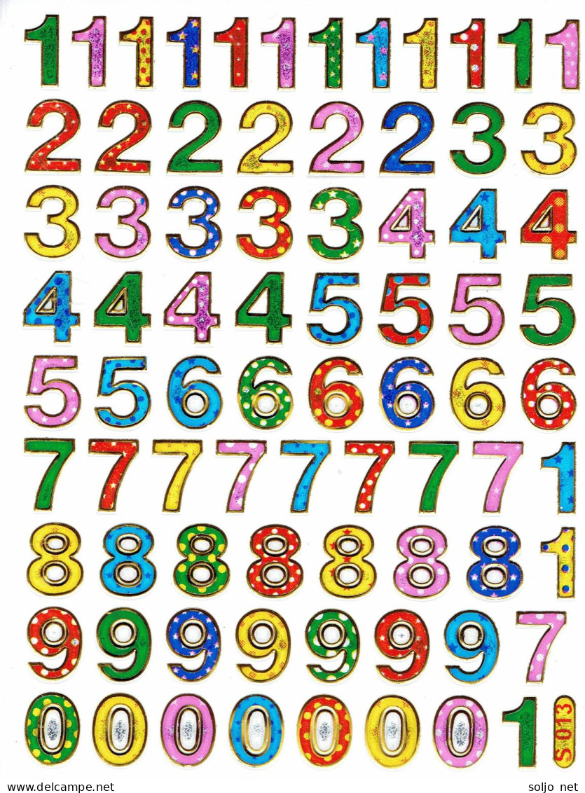 Nummern Zahlen 123 Ziffern Aufkleber Metallic Look / Numbers Sticker 13x10 Cm ST092 - Scrapbooking