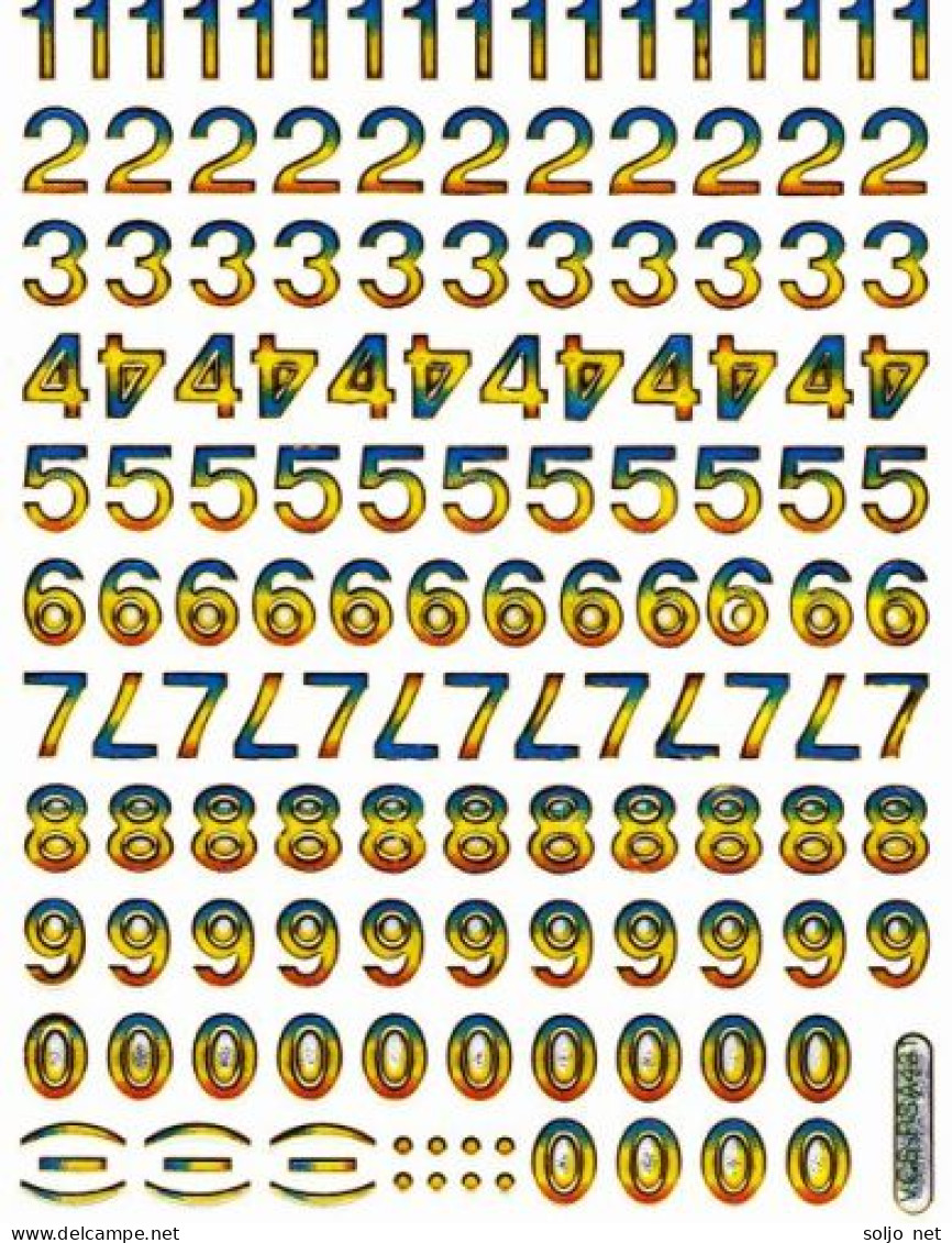 Nummern Zahlen 123 Ziffern Aufkleber Metallic Look / Numbers Sticker 13x10 Cm ST172 - Scrapbooking