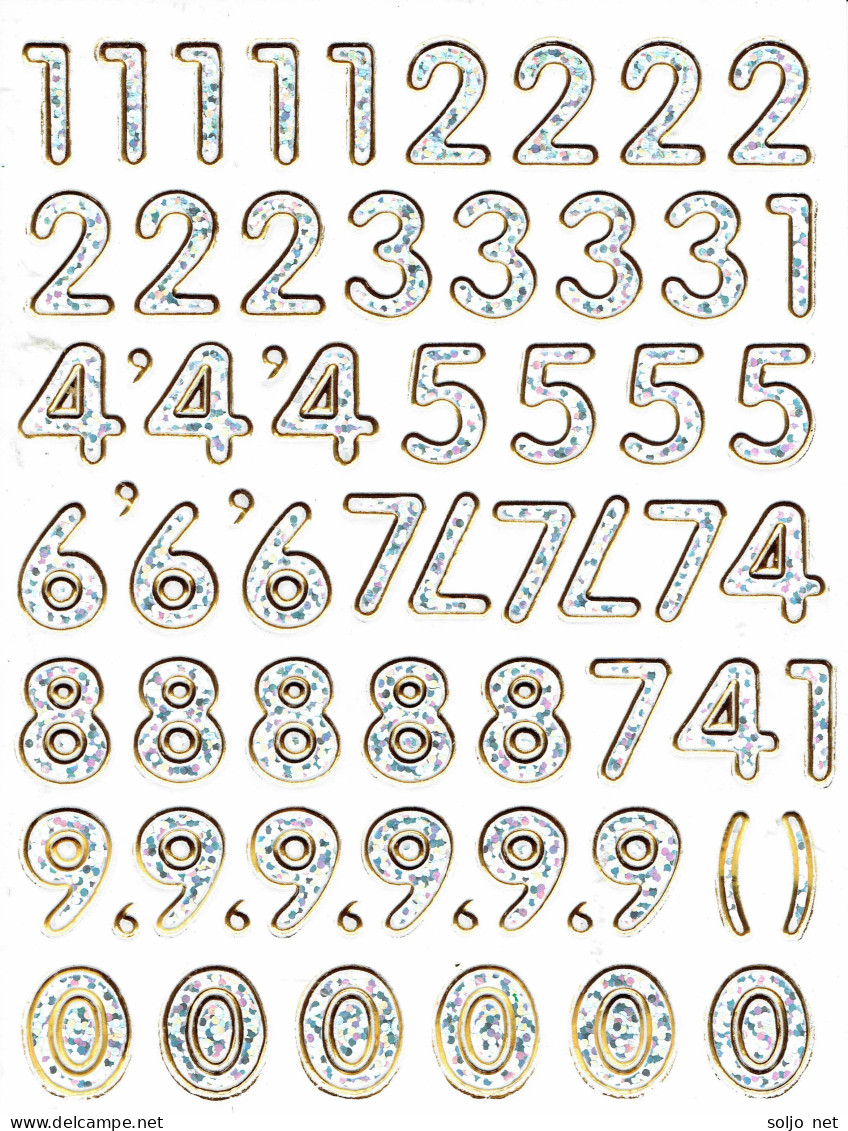 Nummern Zahlen 123 Ziffern Aufkleber Metallic Look / Numbers Sticker 13x10 Cm ST163 - Scrapbooking