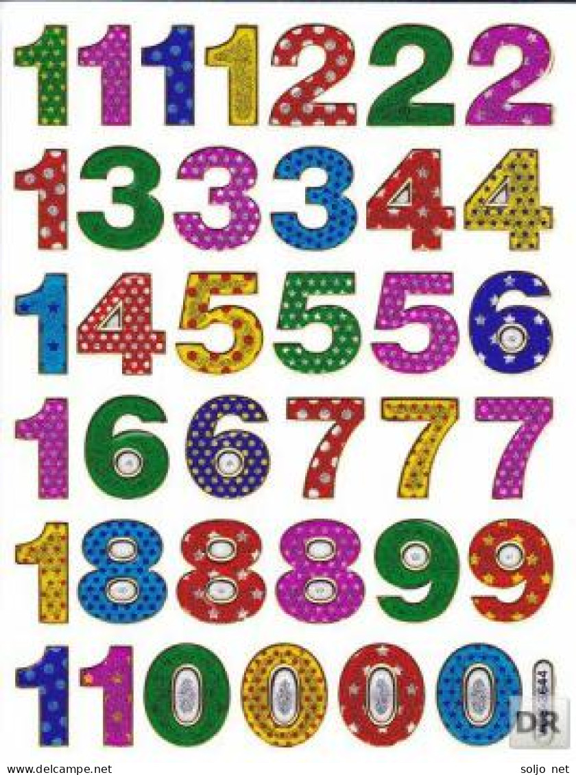 Nummern Zahlen 123 Ziffern Aufkleber Metallic Look / Numbers Sticker 13x10 Cm ST211 - Scrapbooking
