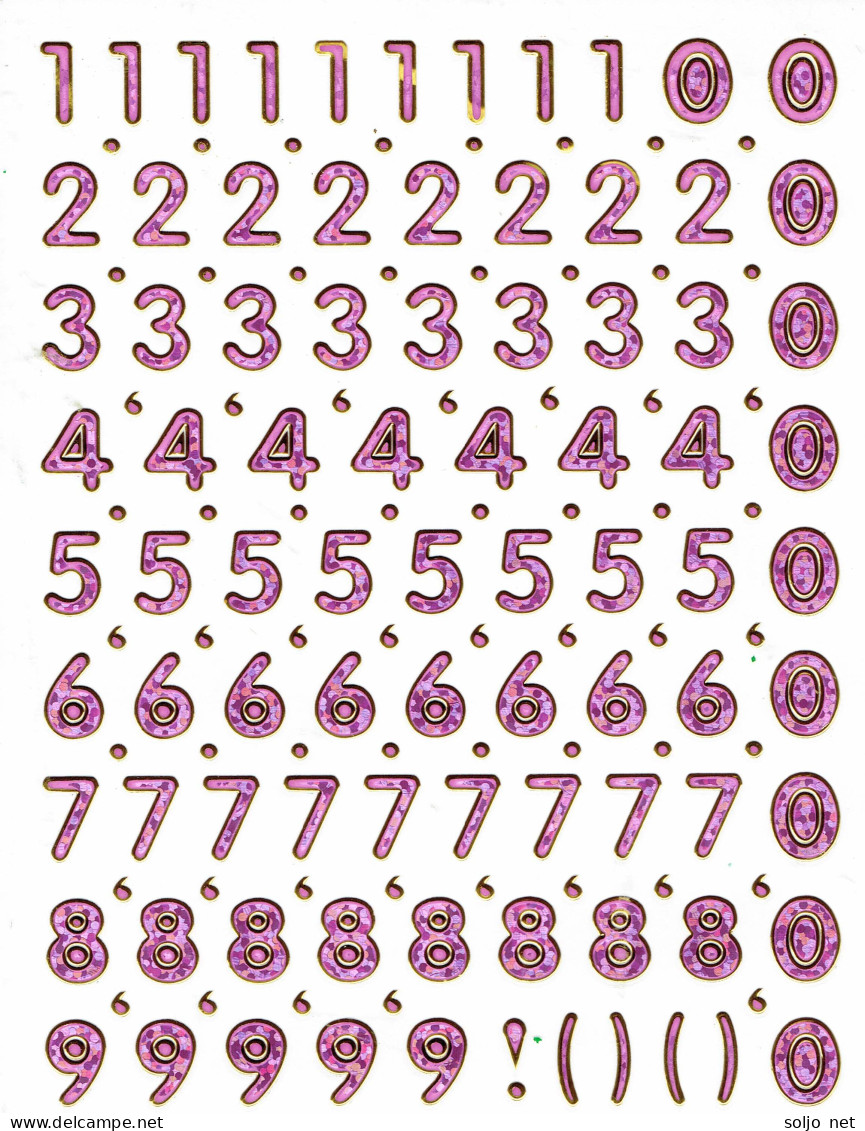 Nummern Zahlen 123 Ziffern Aufkleber Metallic Look / Numbers Sticker 13x10 Cm ST219 - Scrapbooking