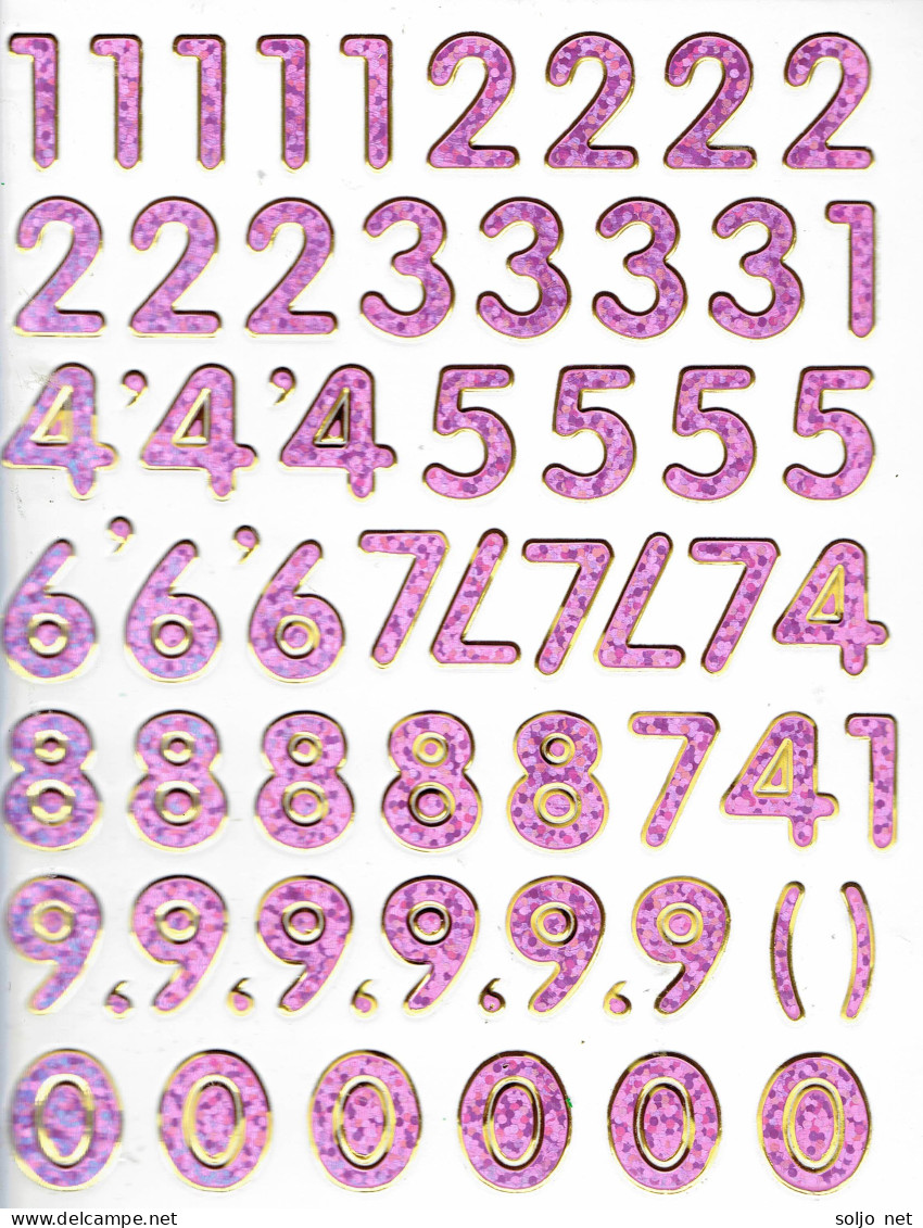 Nummern Zahlen 123 Ziffern Aufkleber Metallic Look / Numbers Sticker 13x10 Cm ST228 - Scrapbooking