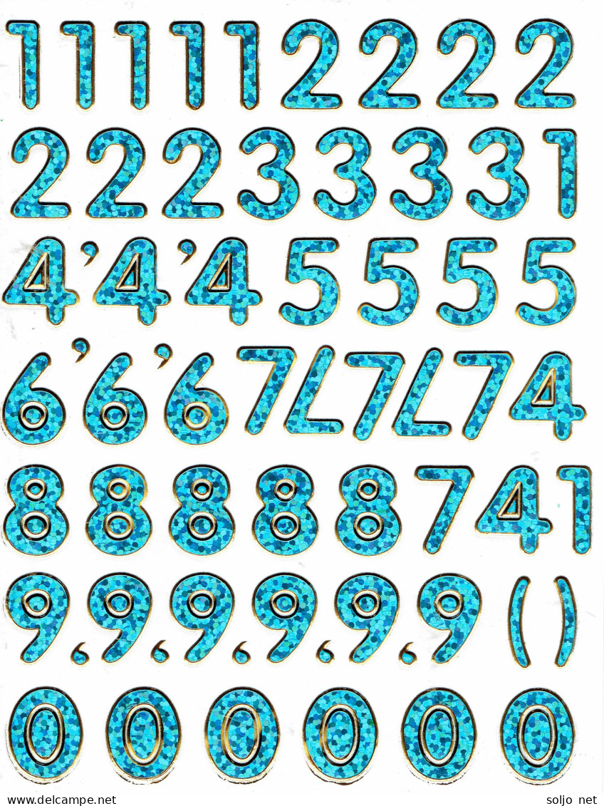 Nummern Zahlen 123 Ziffern Aufkleber Metallic Look / Numbers Sticker 13x10 Cm ST345 - Scrapbooking