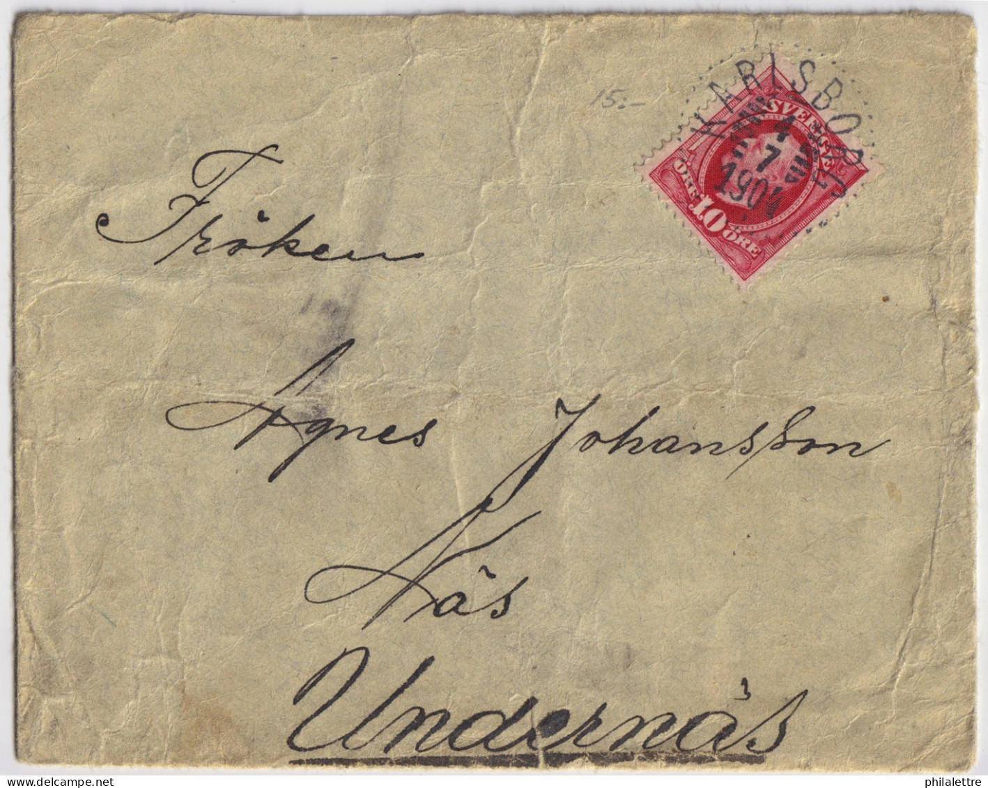 SUÈDE / SWEDEN - 1904 (Jul 4) 10ö Red Facit 54 On Cover From KARLSBORG To UNDRNÄS, Via MOHOLM - Covers & Documents