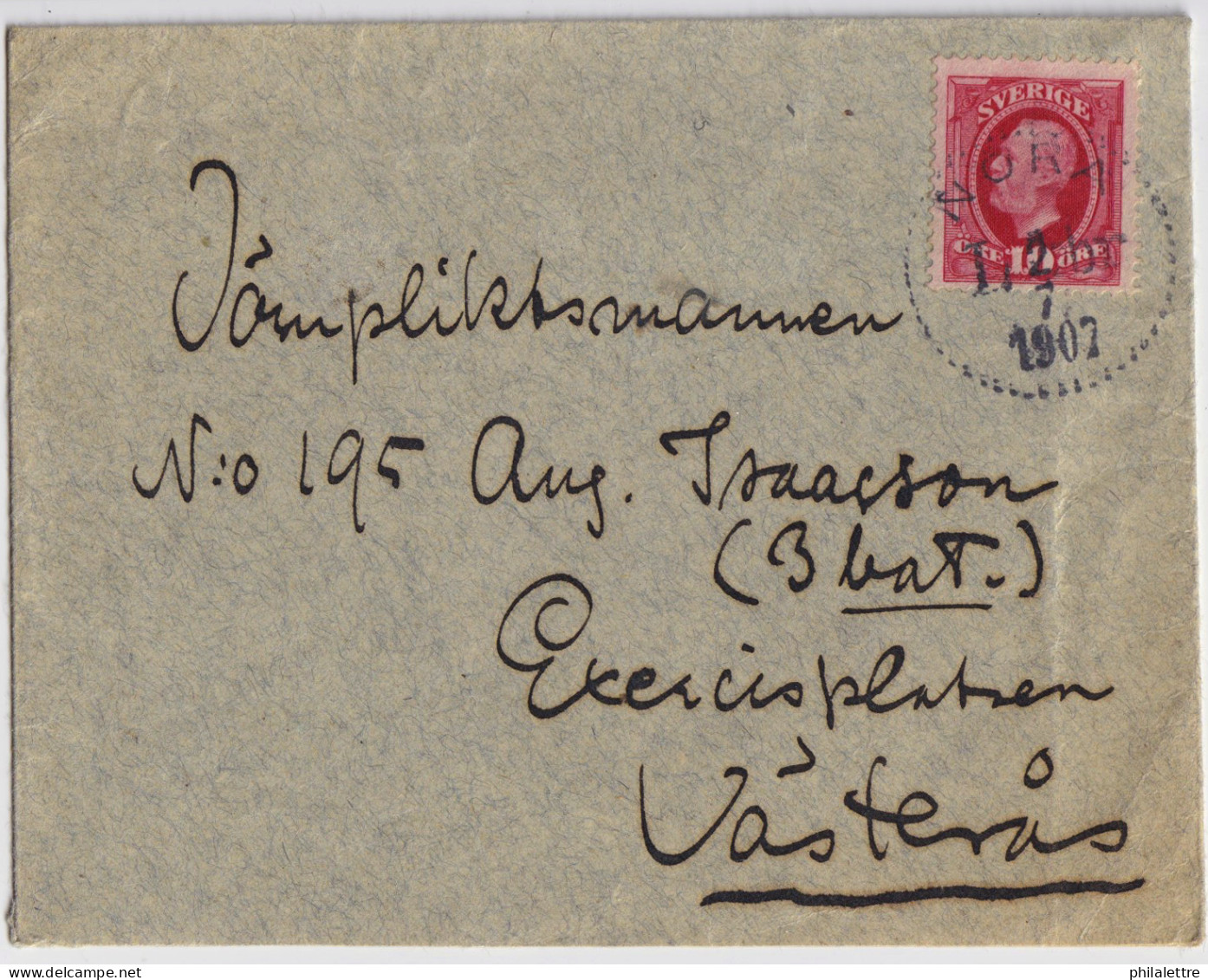 SUÈDE / SWEDEN - 1907 (Jul 2) 10ö Red Facit 54 On Cover From NORA To VÄSTERÅS - Brieven En Documenten