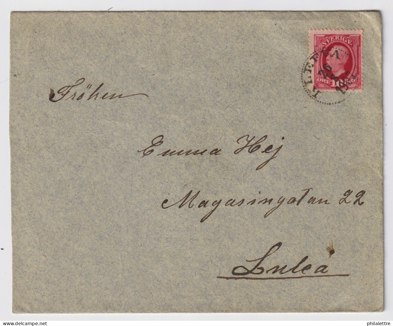 SUÈDE / SWEDEN - 1907 (Aug 26) 10ö Red Facit 54 On Cover From "KLEFVA" To LULEÅ - Storia Postale