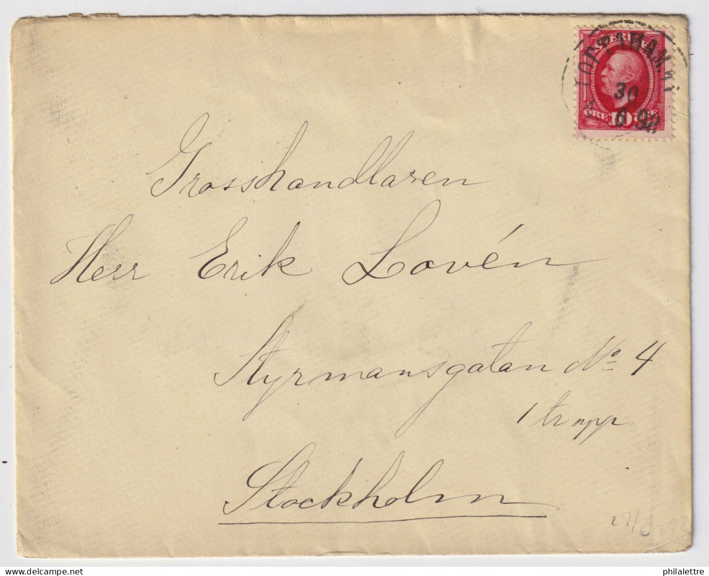 SUÈDE / SWEDEN - 1898 (June 30) 10ö Red Facit 54 Used On Cover From LOFTAHAMMAR To Stockholm - Covers & Documents