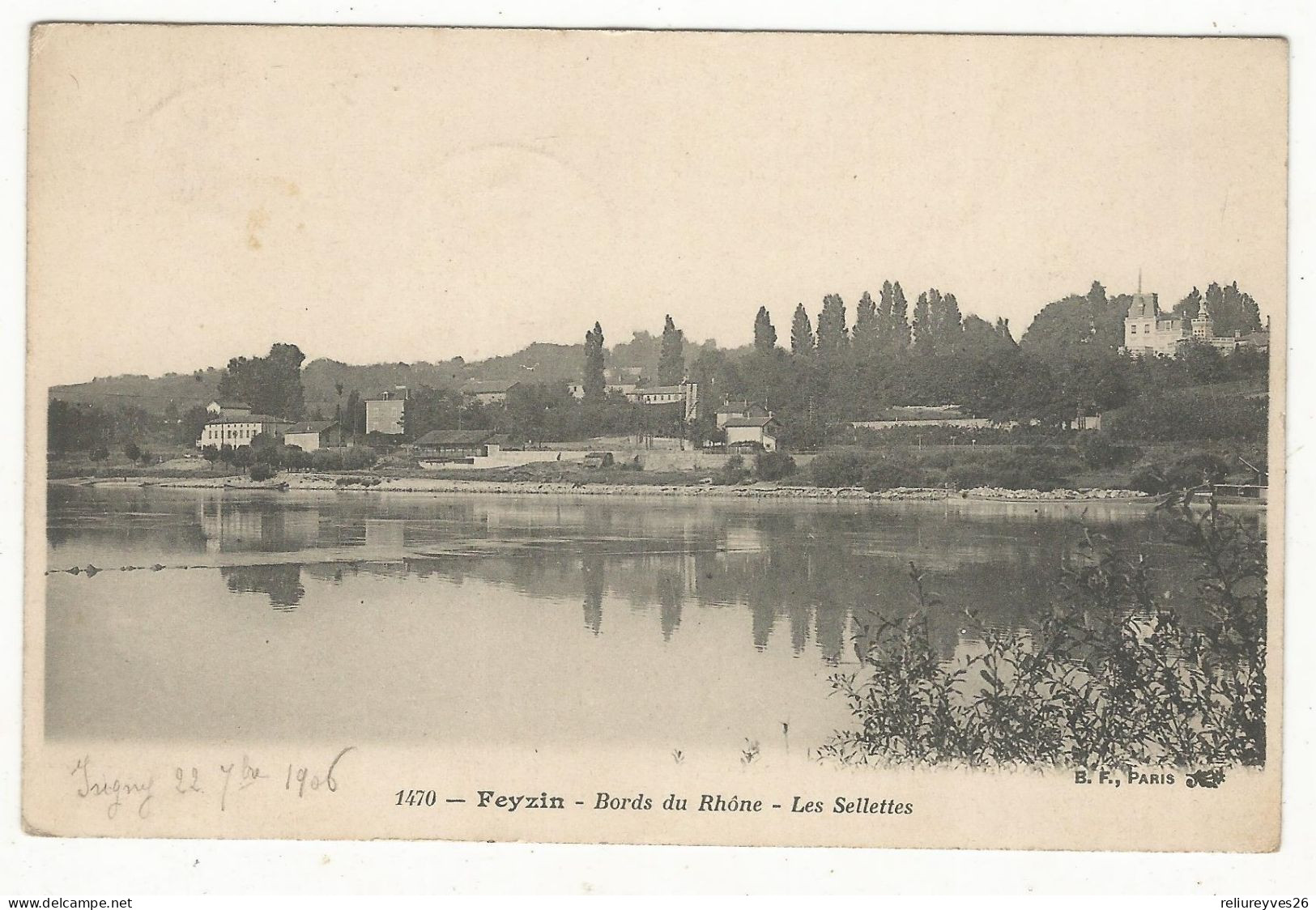 CPA,D.69, N°1470, Feysin , Les Bords Du Rhône - Les Sellettes  Ed. B.F. 1916 - Feyzin