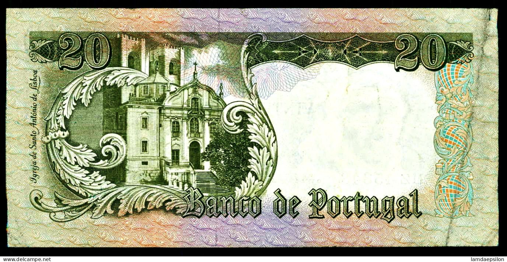 A8 PORTUGAL    BILLETS DU MONDE    BANKNOTES  20 ESCUDOS OURO 1964 - Portugal