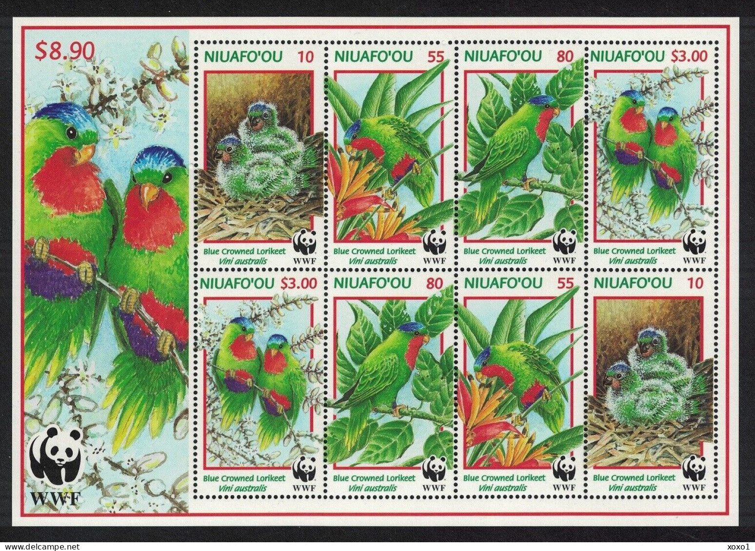 Niuafo'Ou 1998 MiNr. 326 - 329  Niuafo'ou-Insel WWF Parrots, Blue-crowned Lorikeet M/sh MNH** 30,00 € - Perroquets & Tropicaux