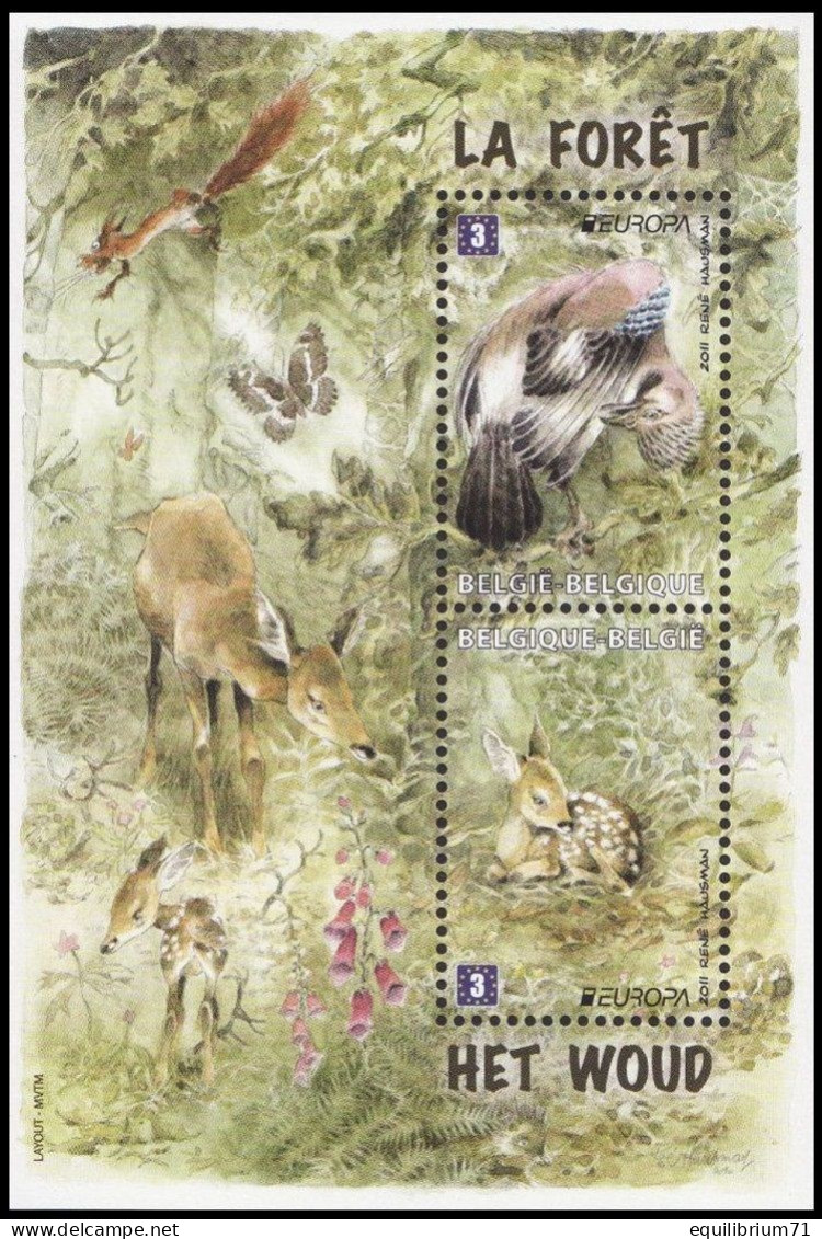 BL194**(4180/4181) - EUROPA - Émission Avec La Finlande - La Frorêt/Het Bos/Der Wald - Geai Des Chênes / Faon - EUROPE - 2011