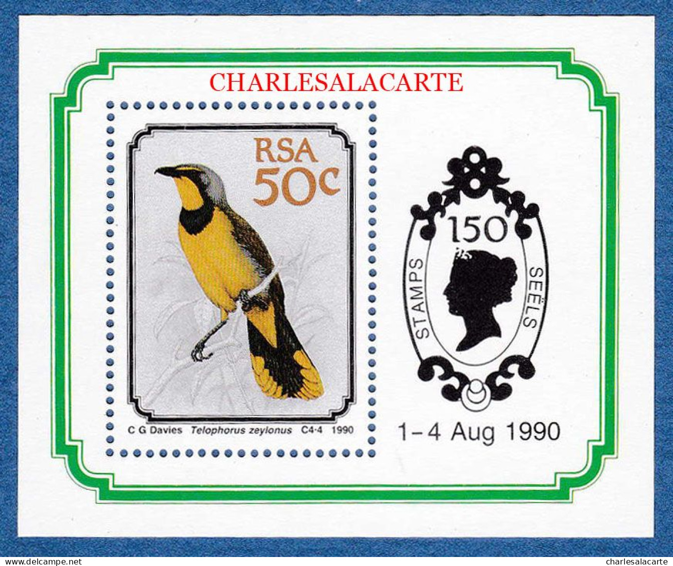 SOUTH AFRICA  1990 BIRDS  STAMP SEELS OVERPRINT  M.S.  S.G. MS 713  U.M. - Blocchi & Foglietti