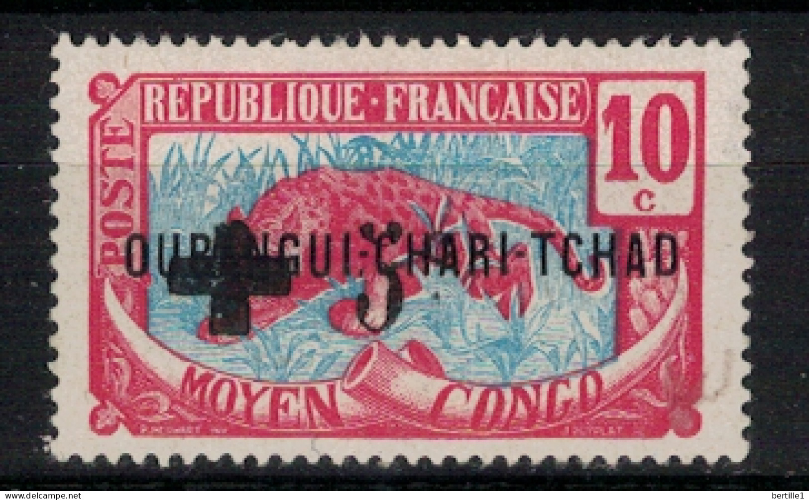 OUBANGUI      N°  YVERT  N° 18 (5)  Neuf Avec Charnières  ( Diverses Positions De La Surcharge  ) (4 CR   CHARN   1) - Neufs