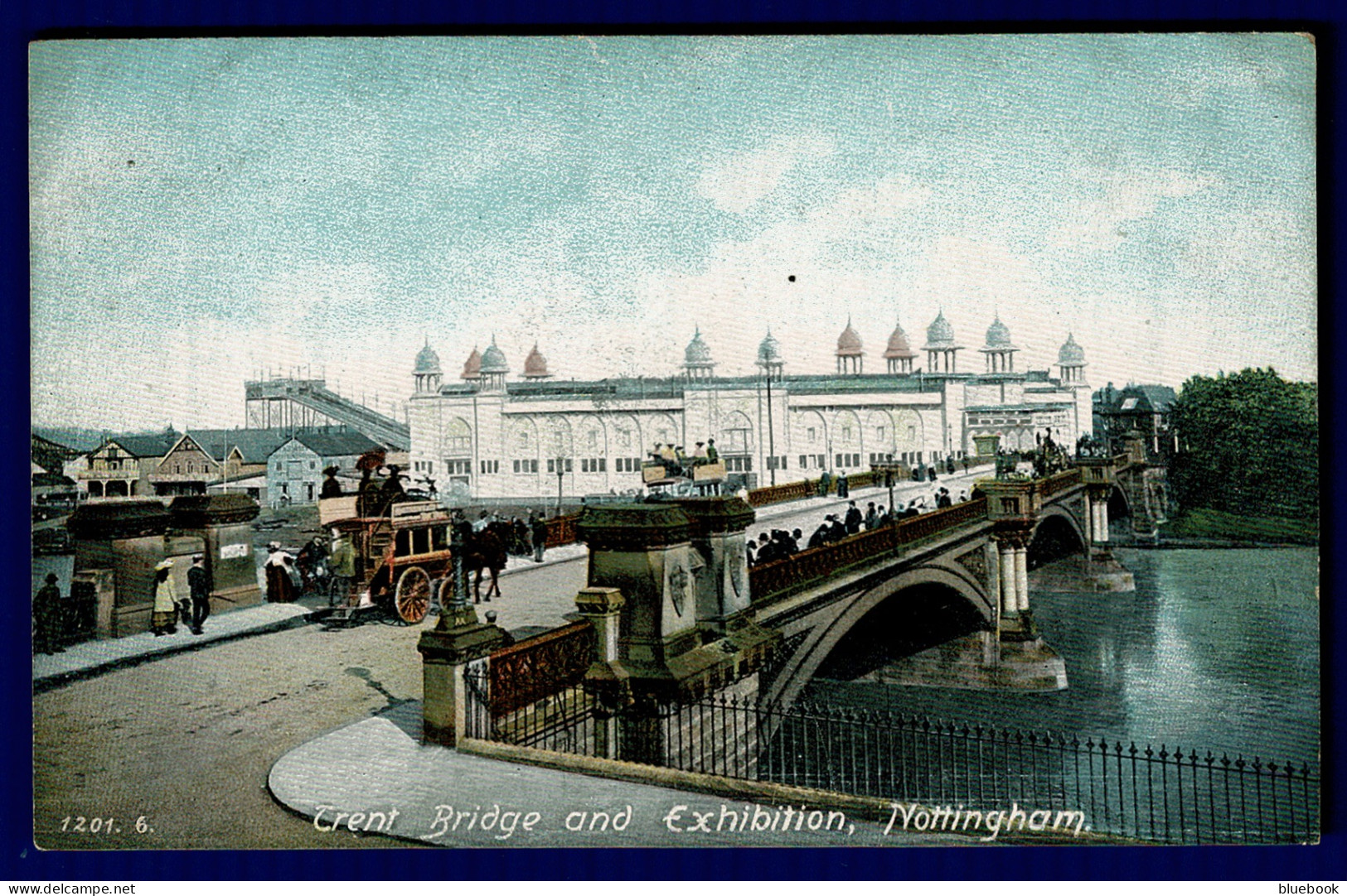 Ref 1617 - Early Postcard - Open Top Bus On Trent Bridge Showing Nottingham Exhibition - Nottingham