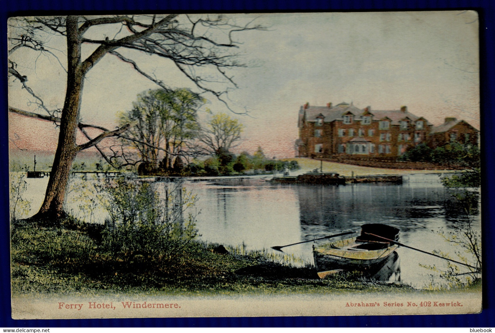 Ref 1617 - Early Postcard - Rowing Boat & Ferry Hotel Windermere - Lake District Cumbria - Windermere
