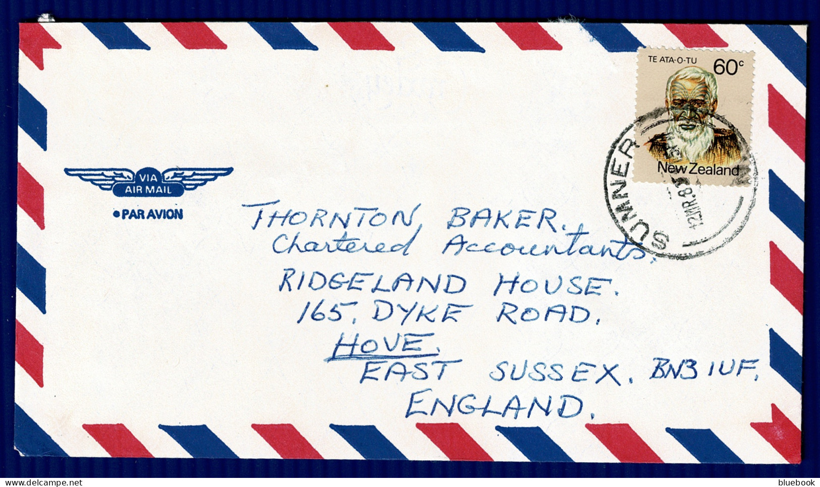 Ref 1618 -  1980's New Zealand Airmail Cover - Good Sumner Postmark 60c Rate To Hove UK - Brieven En Documenten