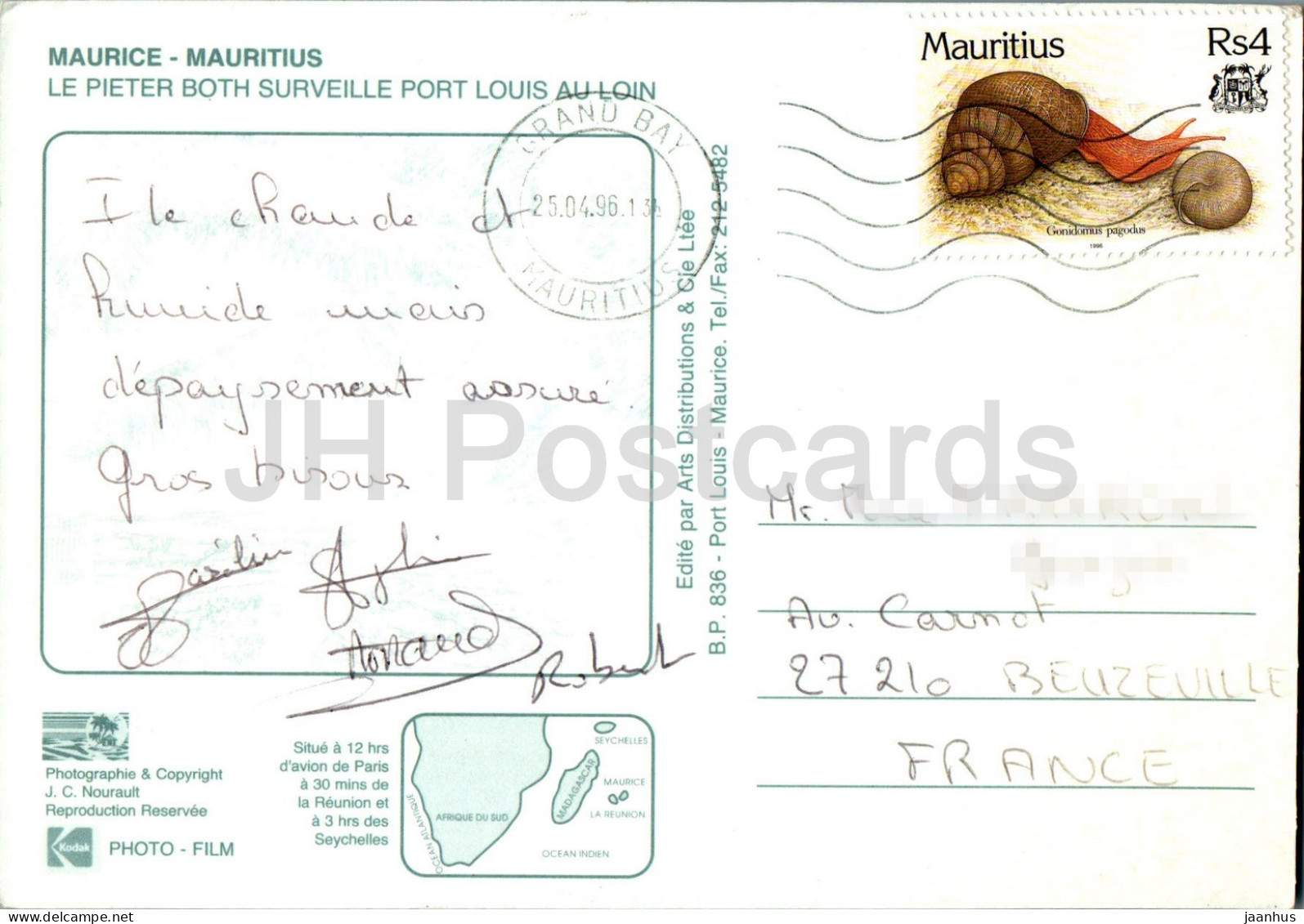 Le Pieter Both Surveille Port Louis Au Loin - 1996 - Mauritius - Used - Maurice