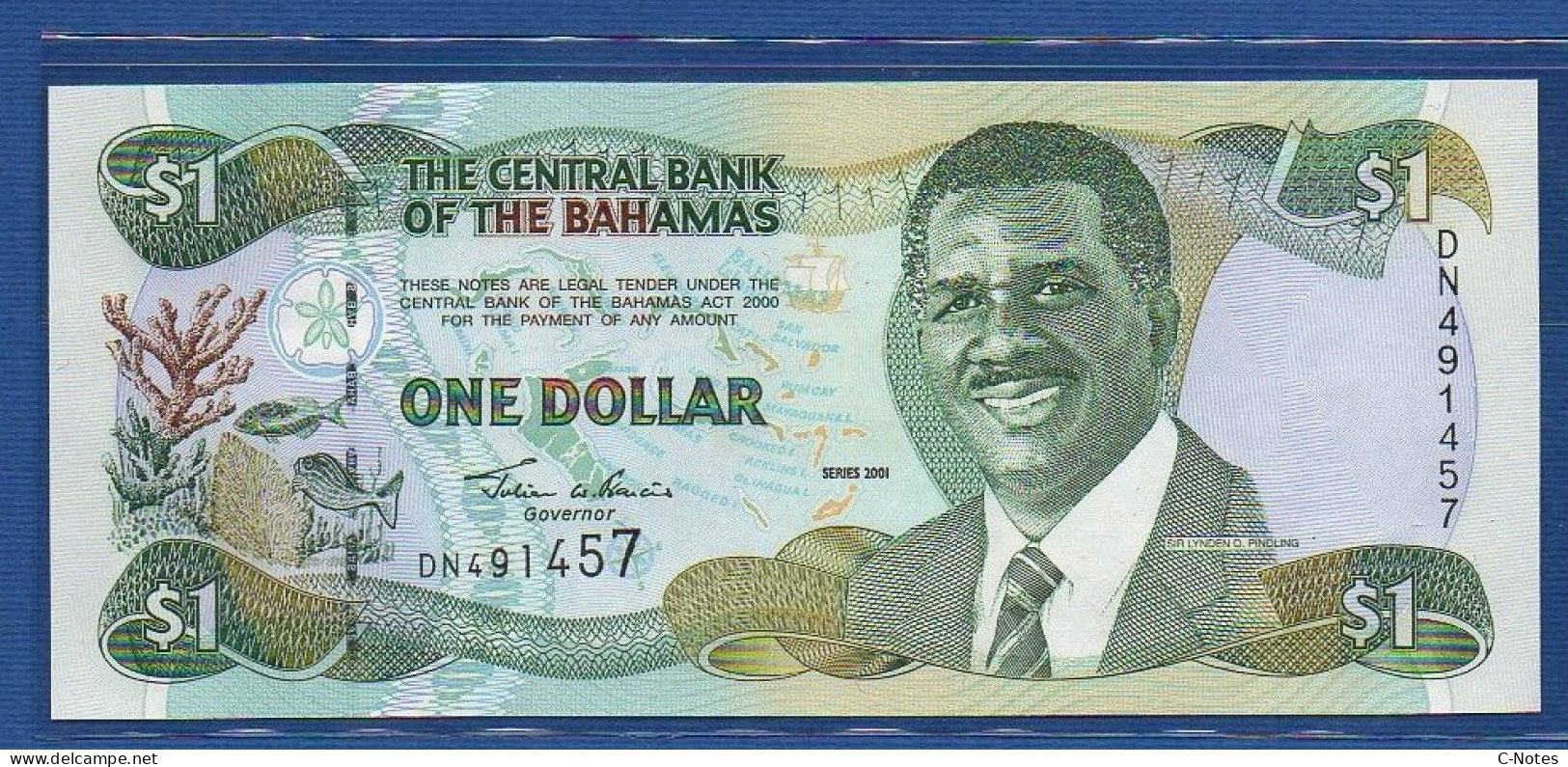 BAHAMAS - P.69 – 1 Dollar 2001 UNC, S/n DN491457 - Bahamas