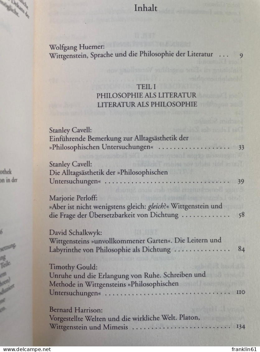 Wittgenstein Und Die Literatur. - Philosophy
