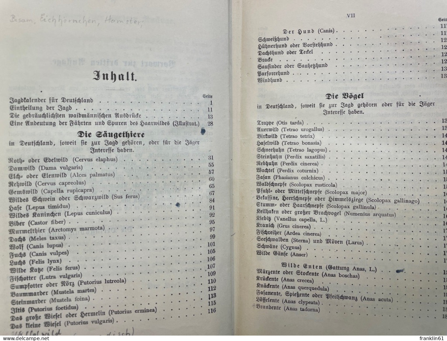 Naturgeschichte Des In Deutschland Vorkommenden Wildes. - Andere & Zonder Classificatie