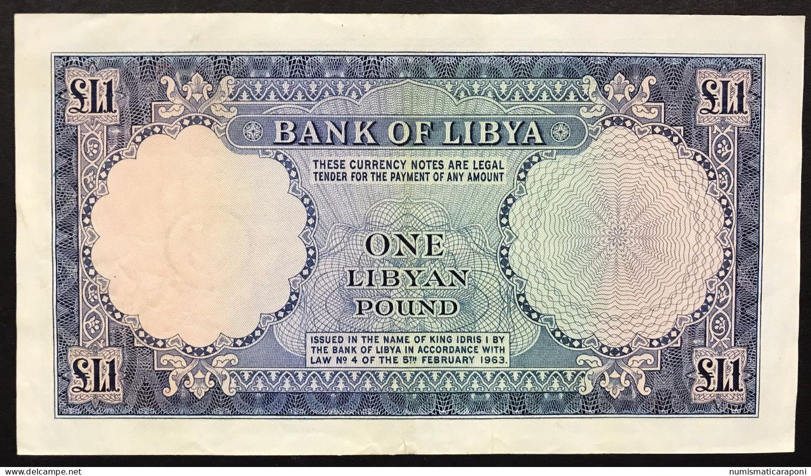 Libia Libya 1 Pound 1963 Pick#25 Bb/spl Carta Naturale LOTTO 1649 - Libye