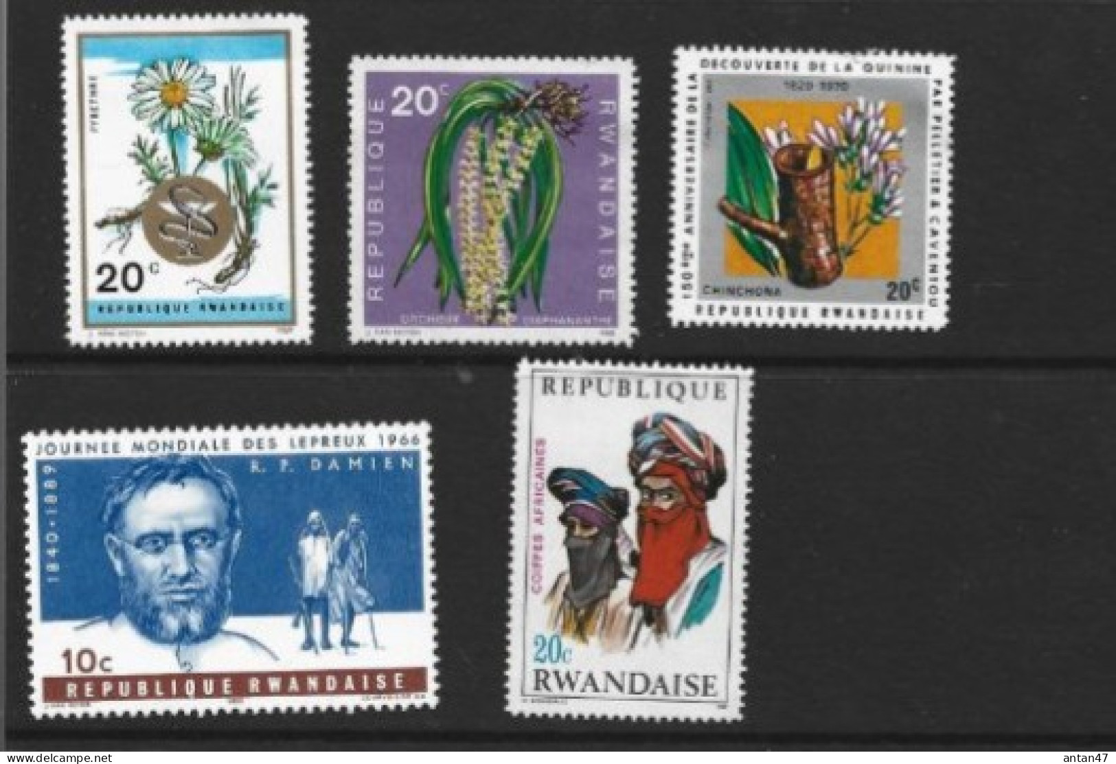 5 Timbres Neufs / RWANDA - Ruanda