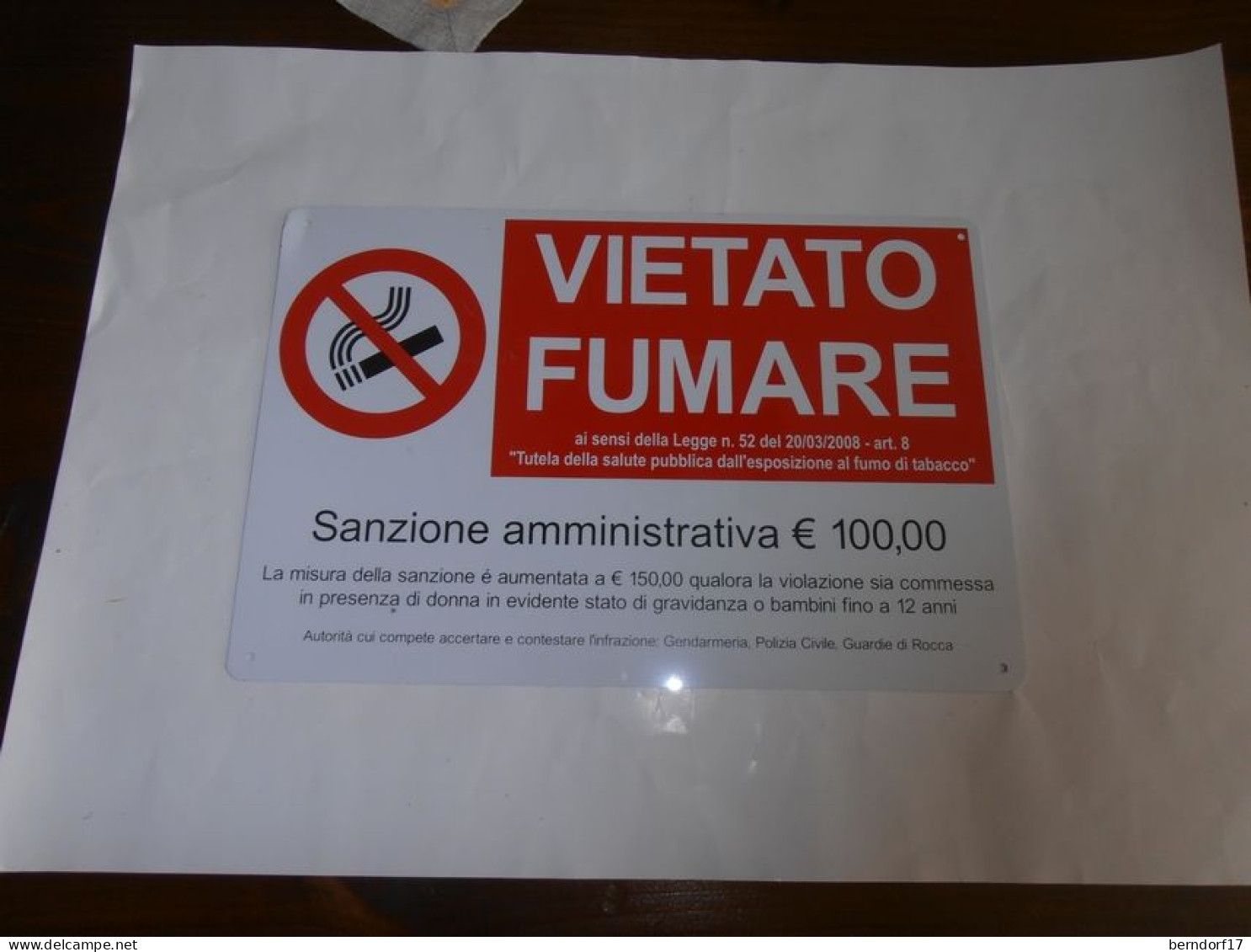 REPUBBLICA DI SAN MARINO - VIETATO FUMARE - Signs