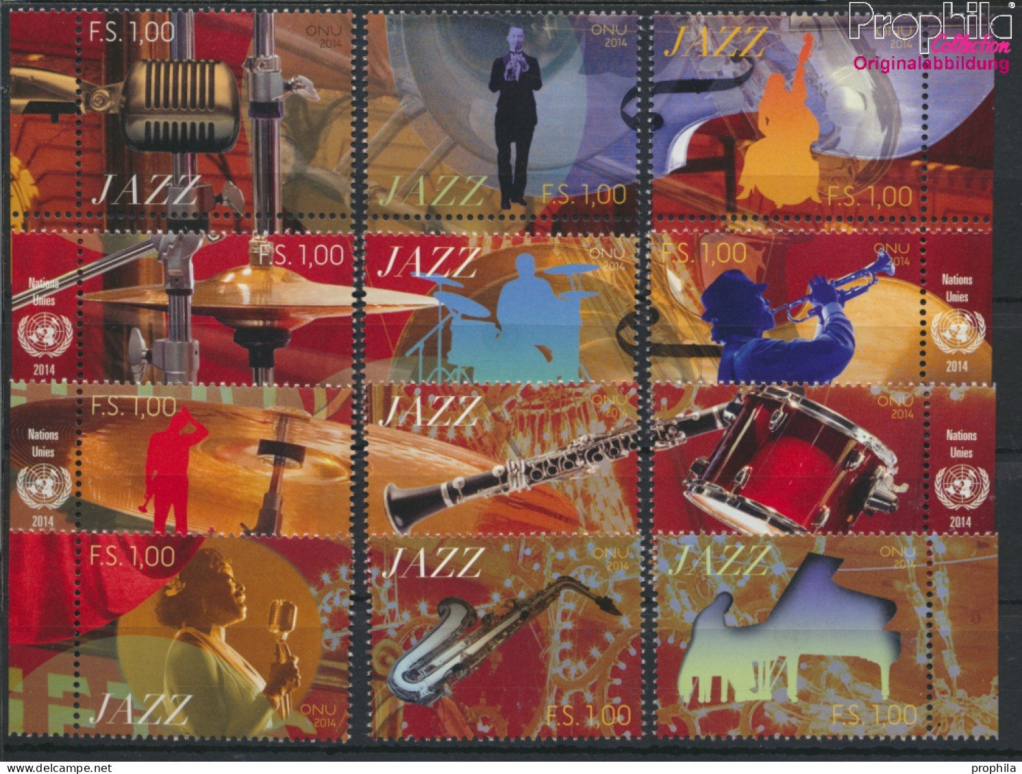 UNO - Genf 848-859 (kompl.Ausg.) Postfrisch 2014 Tag Des Jazz (10054250 - Unused Stamps