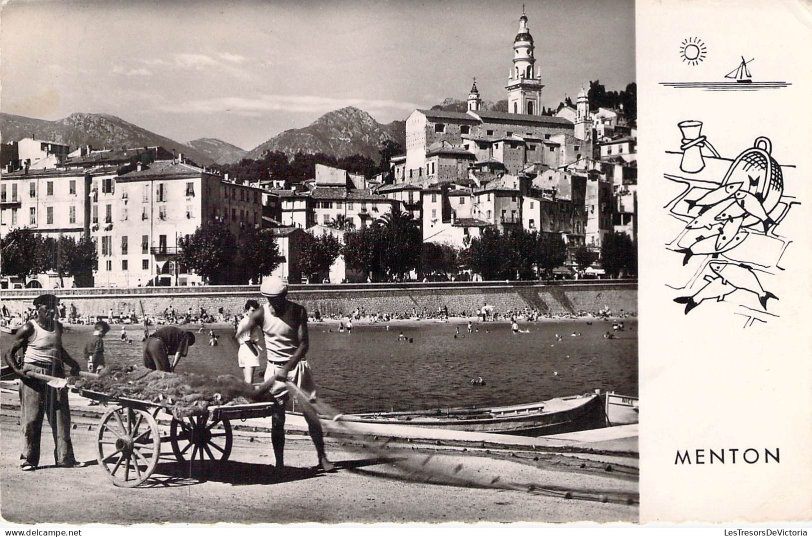 FRANCE - 06 - MENTON - La Vieille Ville Et La Plage Des Sablettes - Editions D'art Montluet - Carte Postale Ancienne - Menton