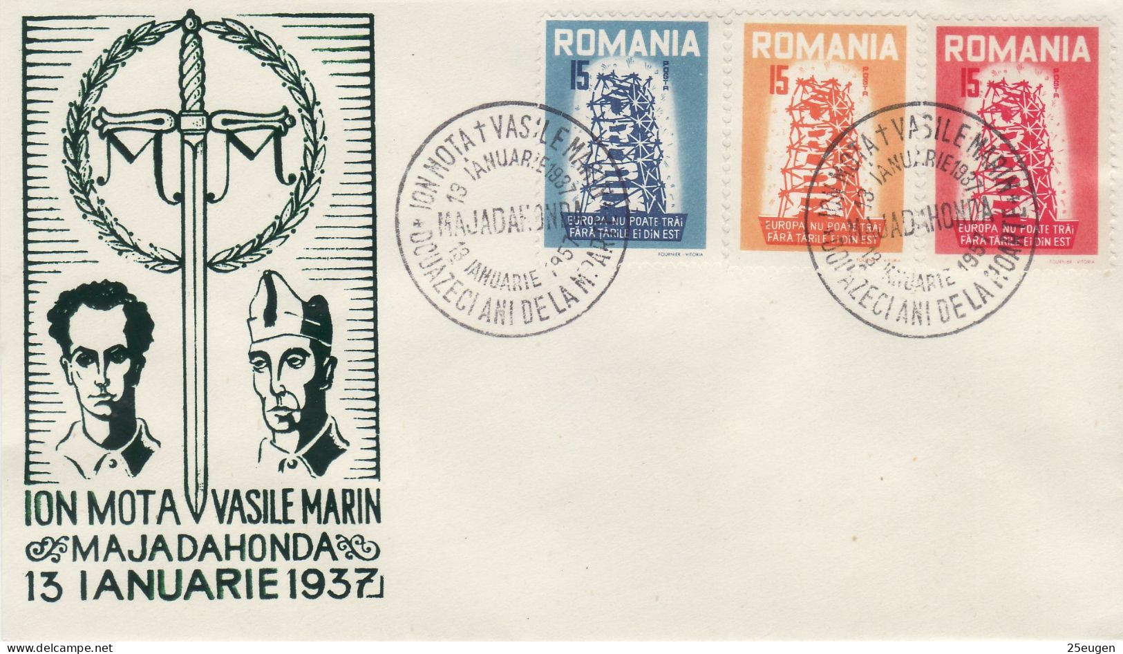 ROMANIA IN EXILE 1957 EUROPA CEPT  FDC - 1957