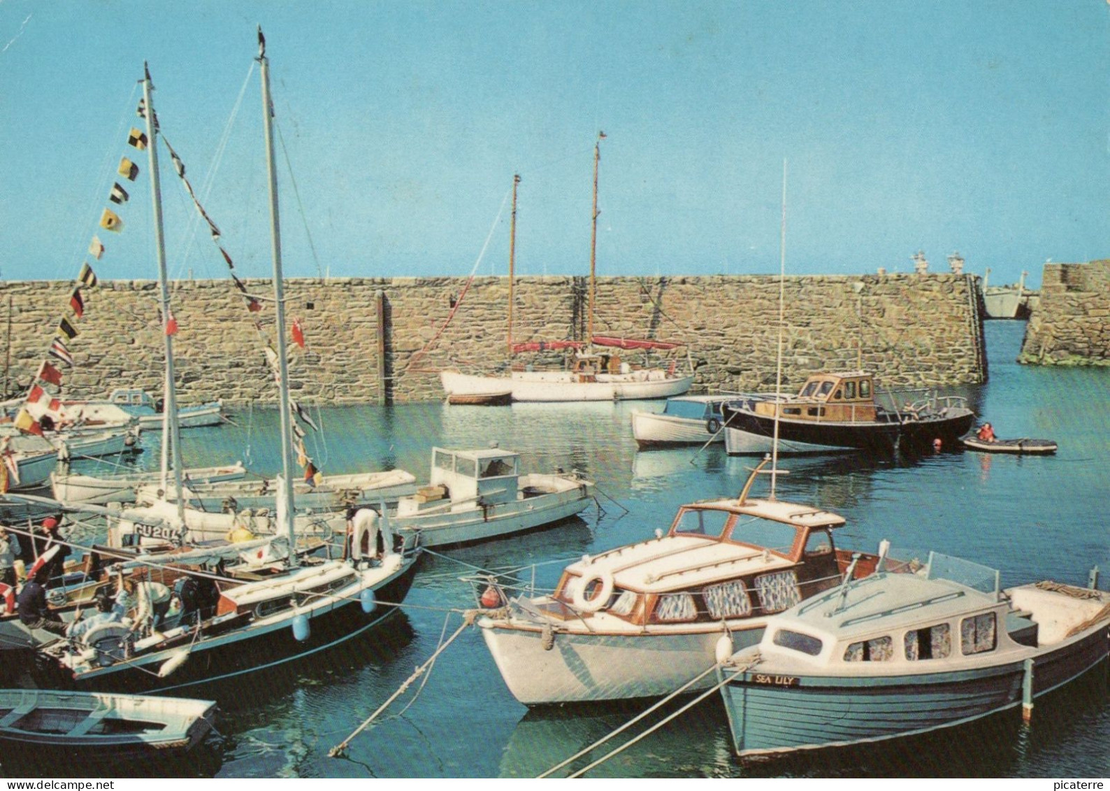 ALDERNEY- Inner Harbour-small Local Fishing Boats- Single Ring Alderney 1974 Postmark On 2½p Guernsey Stamp- Ile Aurigny - Alderney