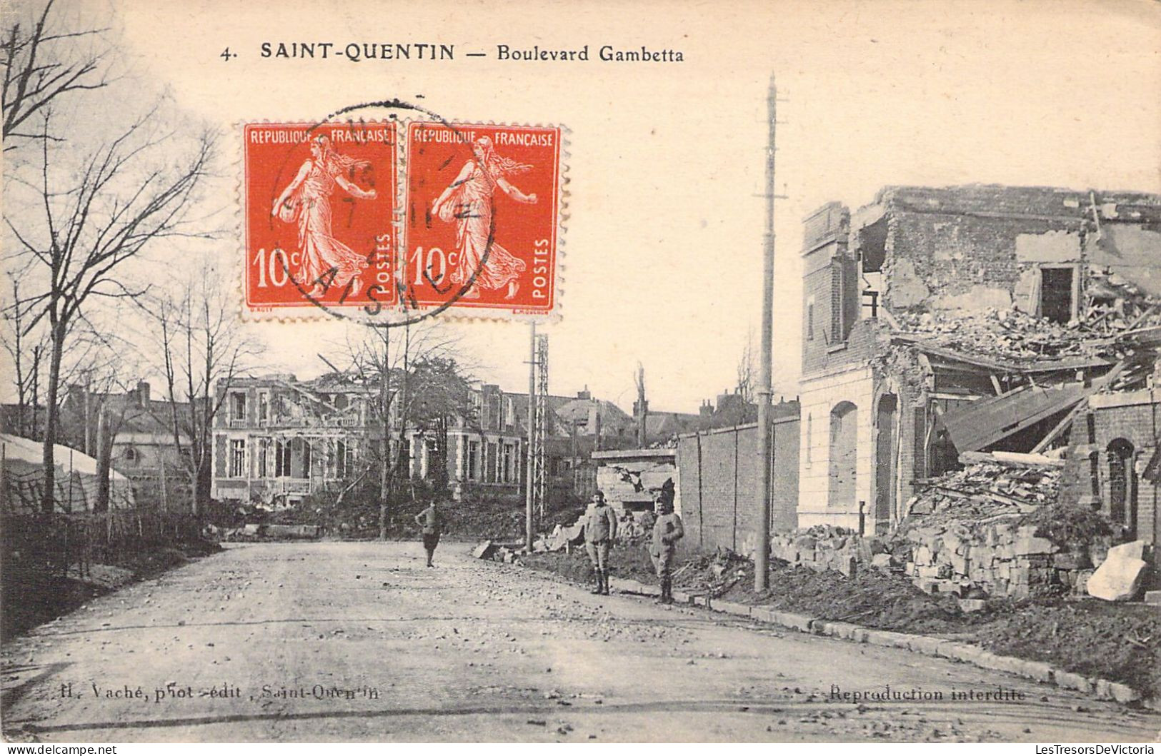 FRANCE - 02 - SAINT QUENTIN - Boulevard Gambetta - Militaria - Carte Postale Ancienne - Saint Quentin