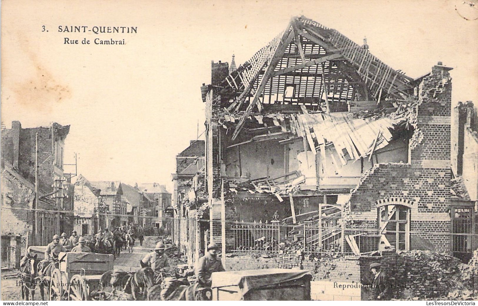 FRANCE - 02 - SAINT QUENTIN - Rue De Cambrai - Militaria - Carte Postale Ancienne - Saint Quentin