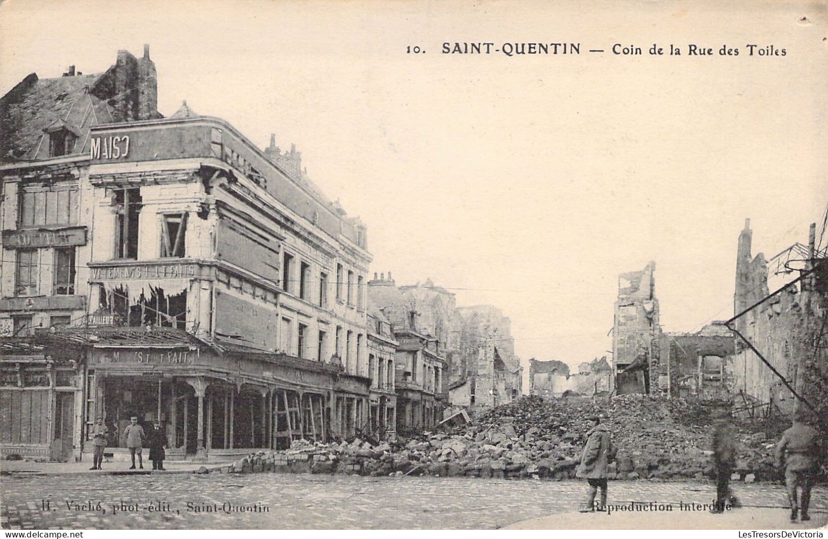FRANCE - 02 - SAINT QUENTIN - Coin De La Rue Des Toiles - Militaria - Carte Postale Ancienne - Saint Quentin