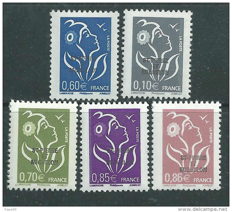 St Pierre Et Miquelon N° 886 / 90 XX  Série Courante : Marianne De "Lamouche", Les 5 Valeurs Sans Charnière,TB - Used Stamps