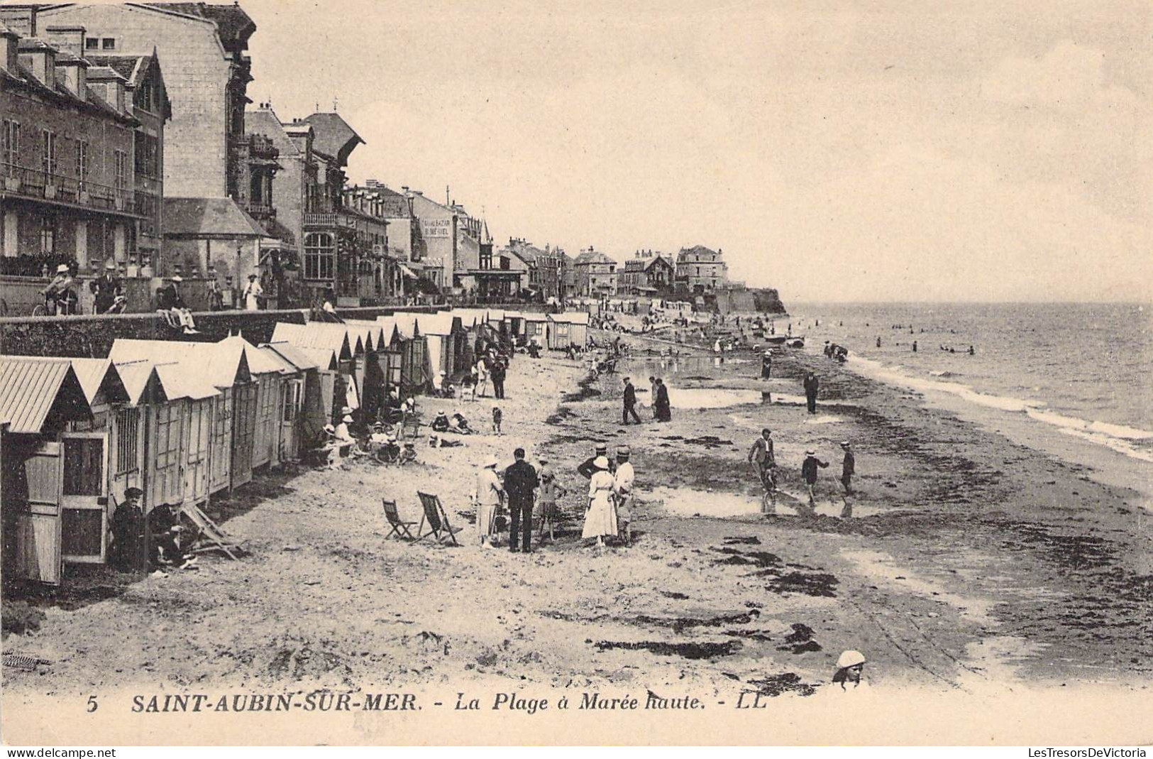 FRANCE - 14 - SAINT AUBIN SUR MER - La Plage à Marée Haute - LL - Carte Postale Ancienne - Saint Aubin