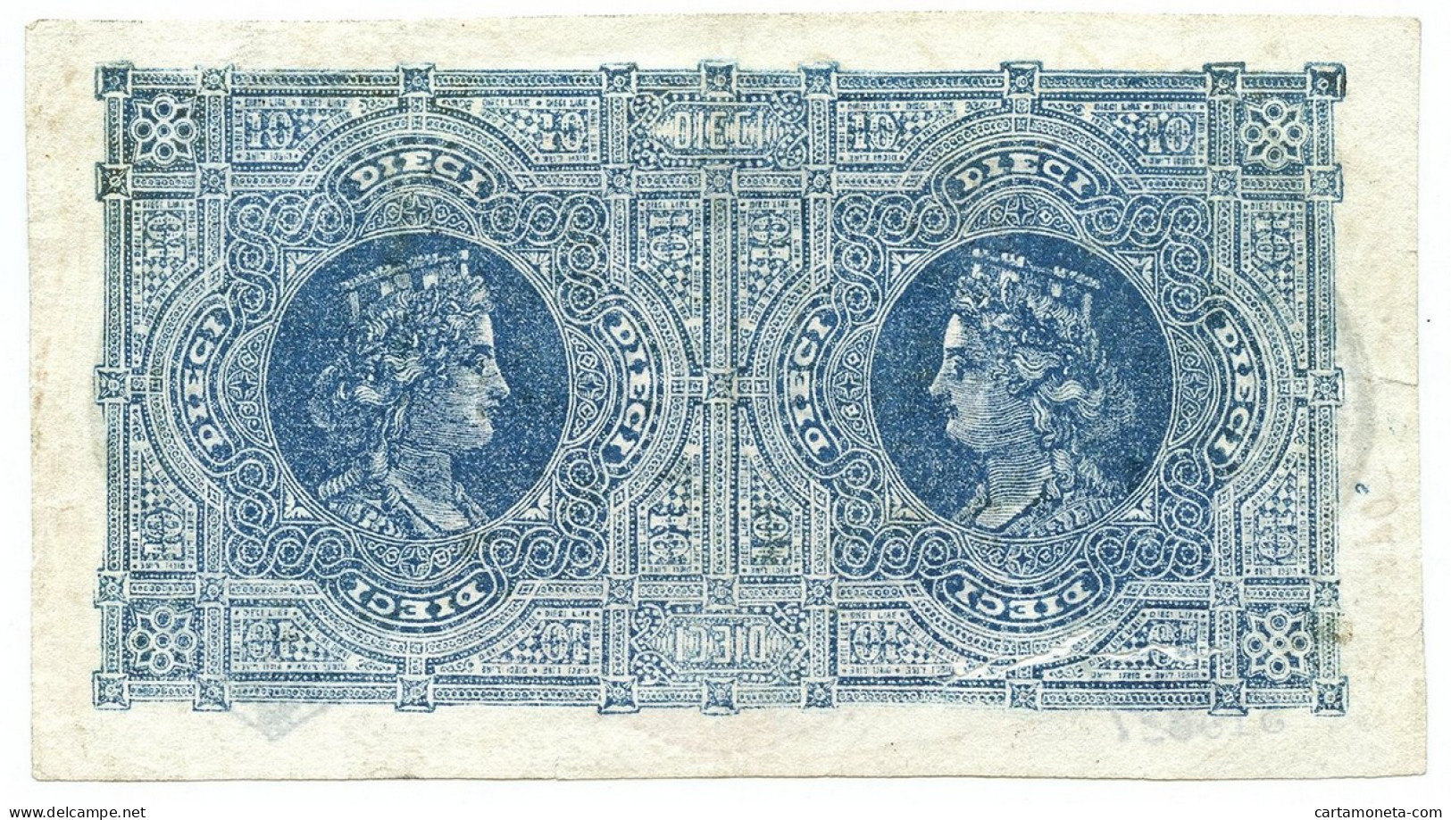 10 LIRE FALSO D'EPOCA BIGLIETTO CONSORZIALE REGNO D'ITALIA 30/04/1874 MB+ - [ 8] Fictifs & Specimens