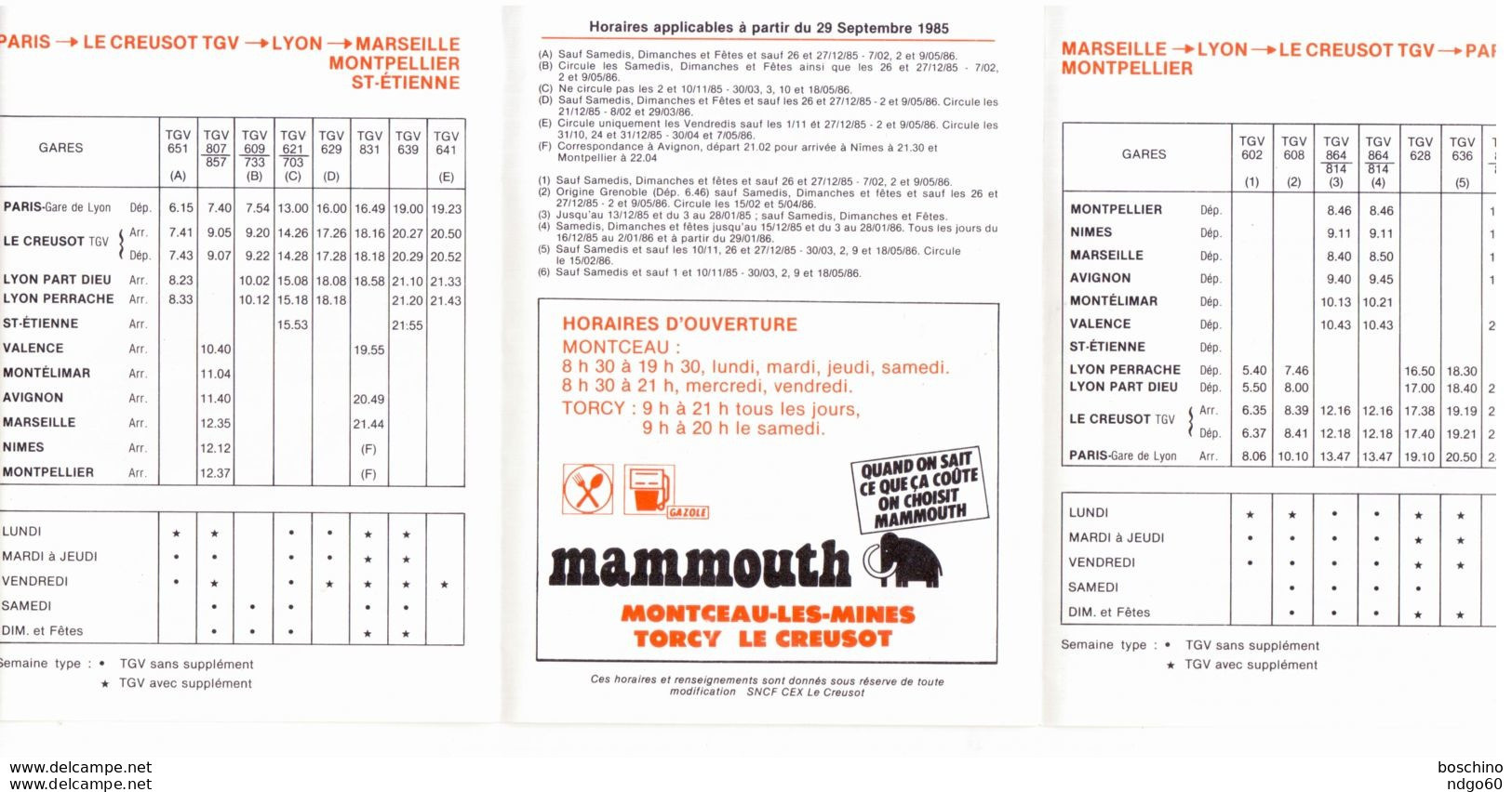 Horaires Du TGV " Le Creusot - Montceau Les Mines - Montchanin " - Europe