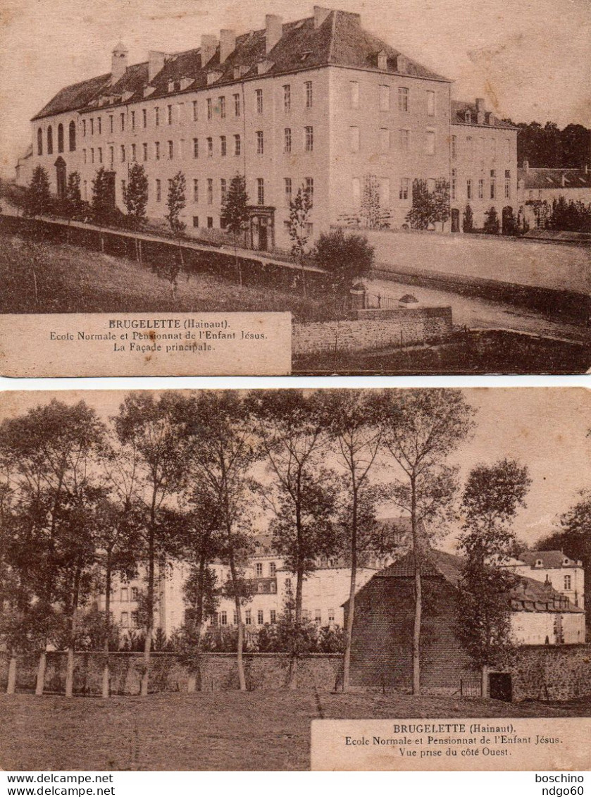 ° Brugelette -  2 CP - Ecole Normale Et Pensionnat De L ' Enfant Jésus - Façade Principale / Vue Prise Du Côté Ouest - Brugelette