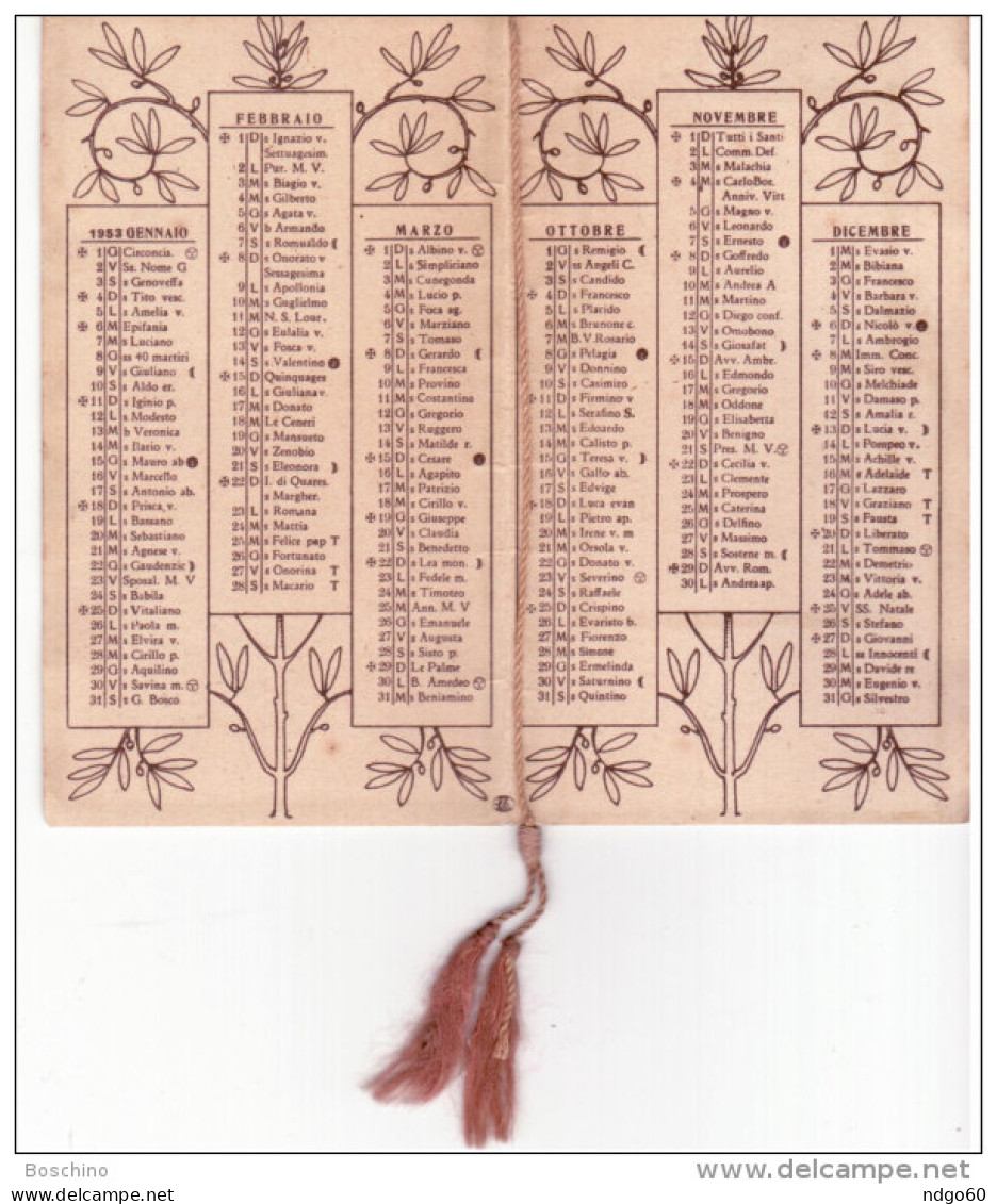 (-) Petit Calendrier En 4 Volets Avec Images Pieuses En Italien - Petit Format : 1941-60