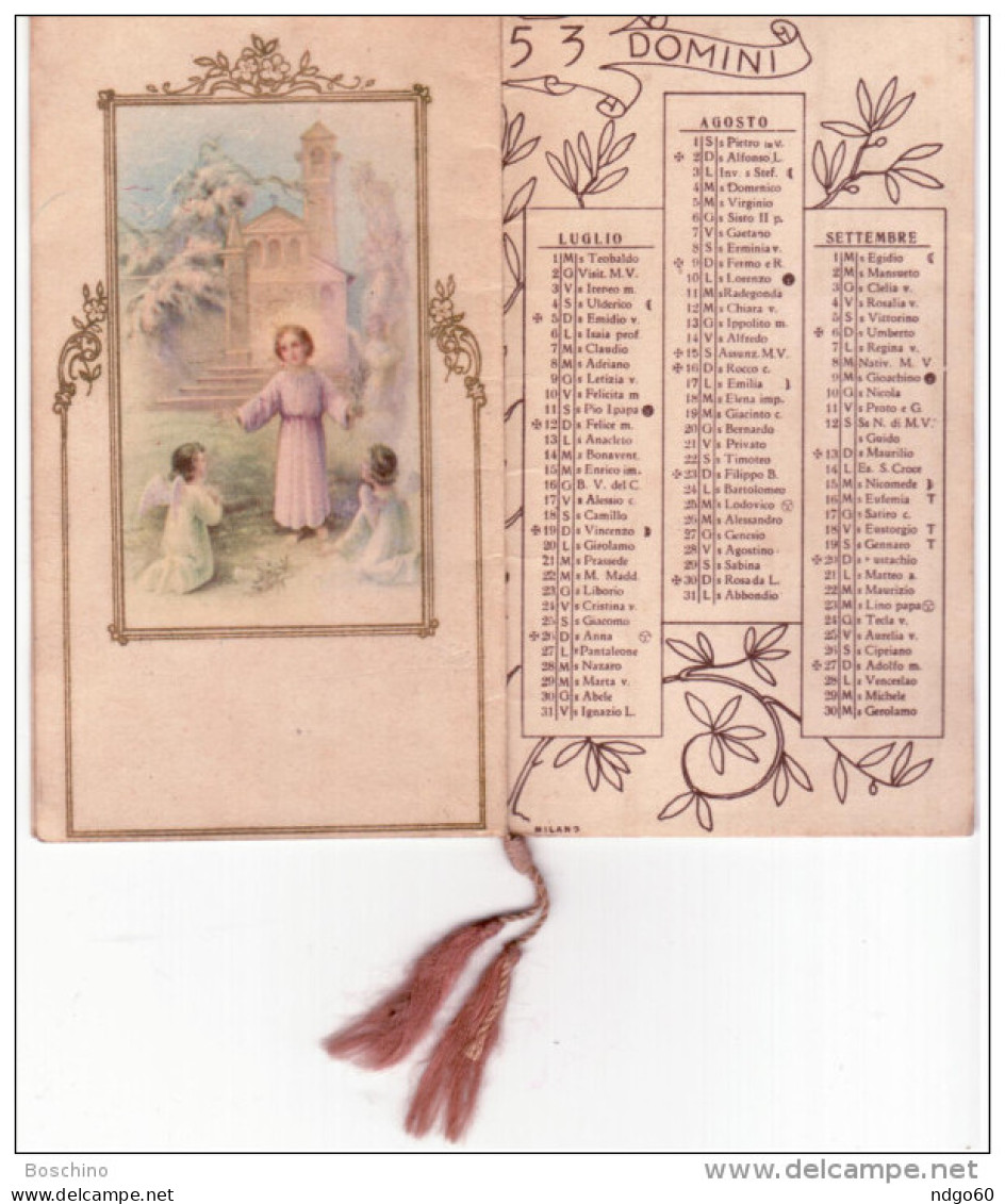 (-) Petit Calendrier En 4 Volets Avec Images Pieuses En Italien - Petit Format : 1941-60