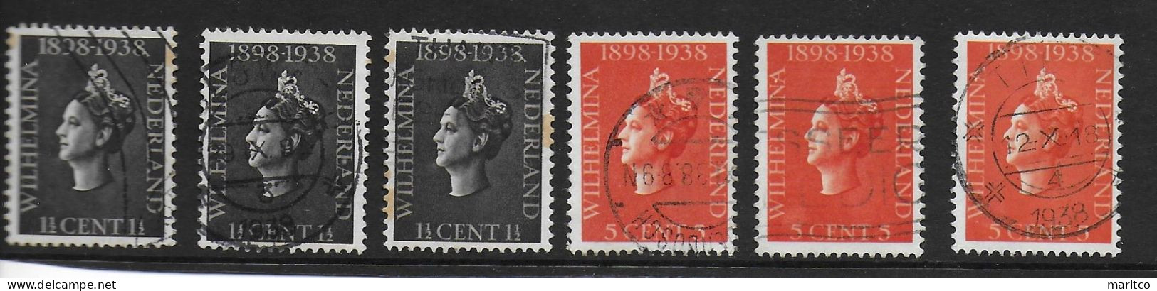 Nederland 1938 Lot Nr 310 - 311 Error Plattenfehler Plaatfout - Variétés Et Curiosités