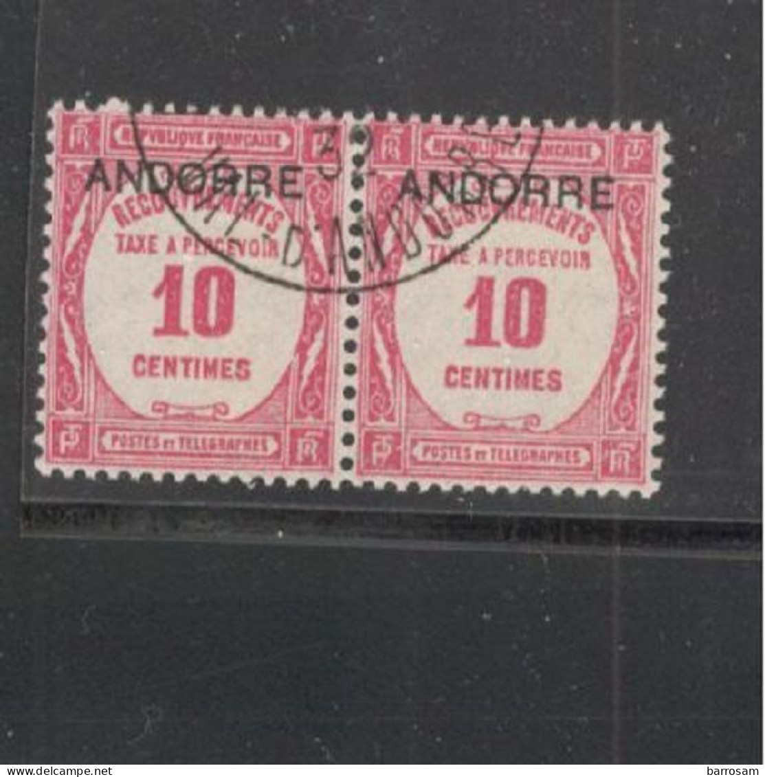 FRENCH ANDORRA.......1931-2:Postage Due Yvert 10used Pair - Gebruikt
