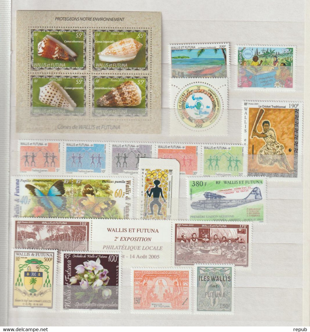 Wallis Et Futuna Année Complète 2005 Poste 628 à 650 Et BF 19-20 ** MNH - Komplette Jahrgänge