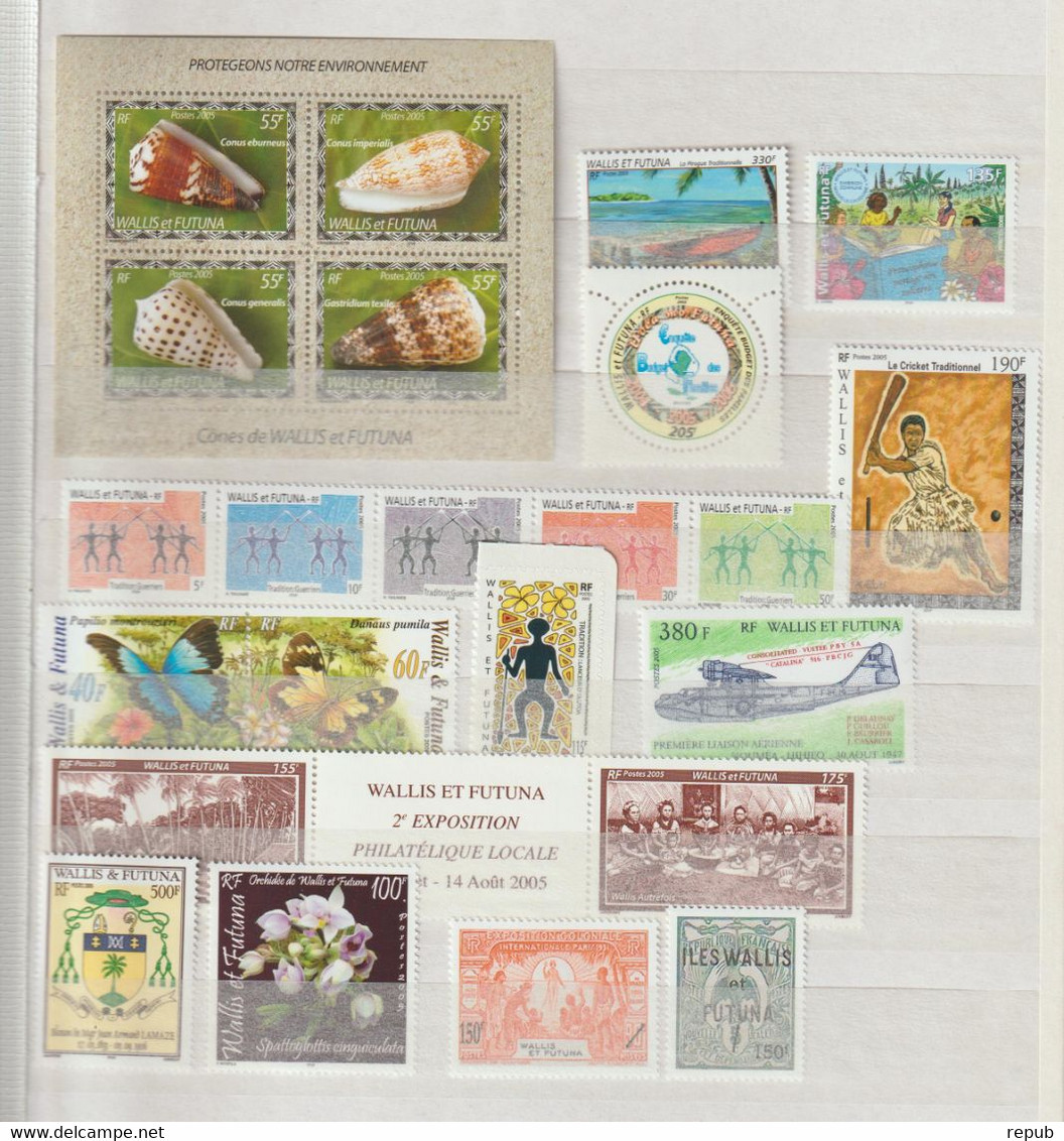 Wallis Et Futuna Année Complète 2005 Poste 628 à 650 Et BF 19-20 ** MNH - Volledig Jaar