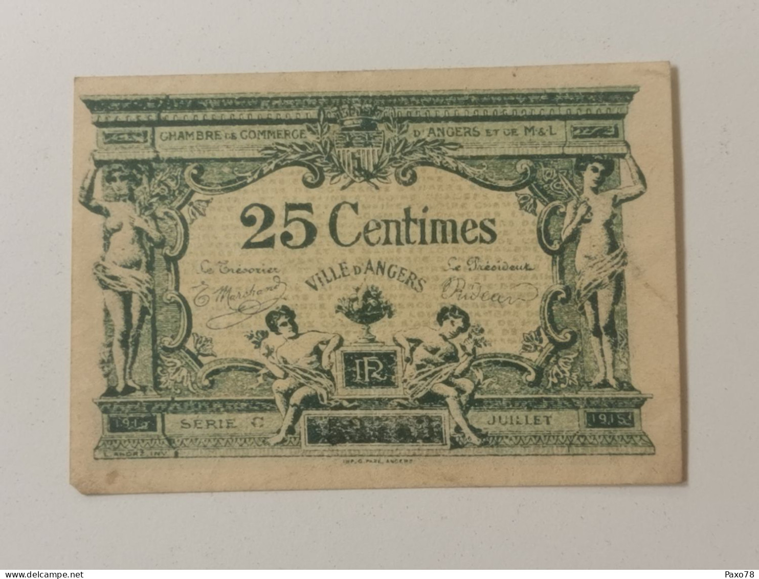 France, 25 Centimes, Ville D'Angers 1917 - Bons & Nécessité