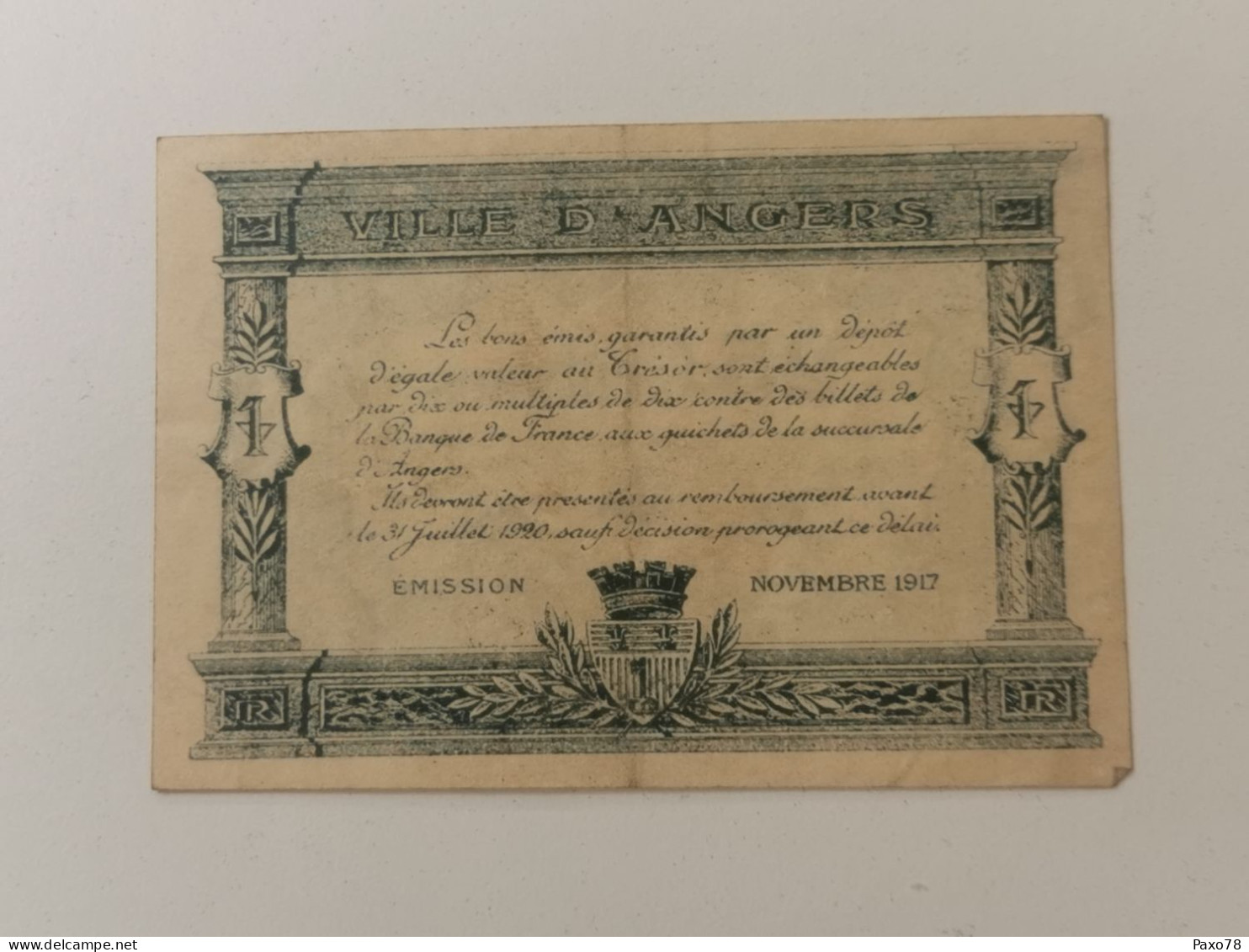 France, 25 Centimes, Ville D'Angers 1917 - Bonds & Basic Needs
