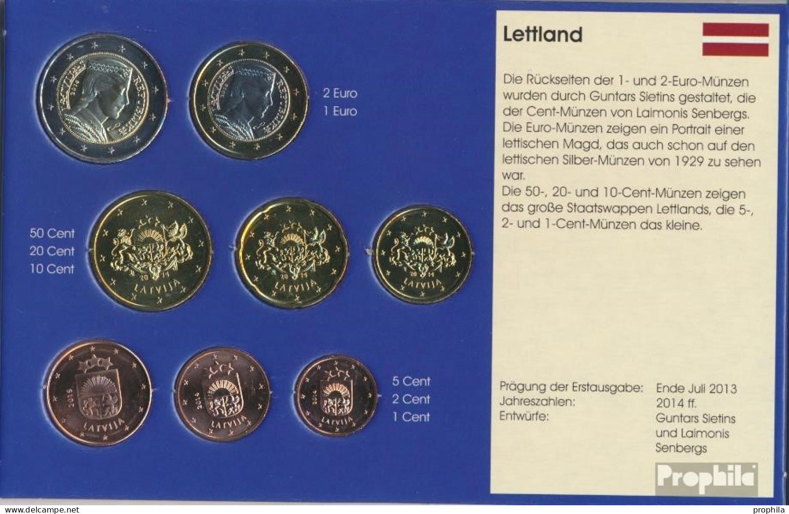 Lettland Stgl./unzirkuliert Kursmünzensatz Gemischte Jahrgänge Stgl./unzirkuliert Ab 2014 Euro Komplettausgabe - Letland