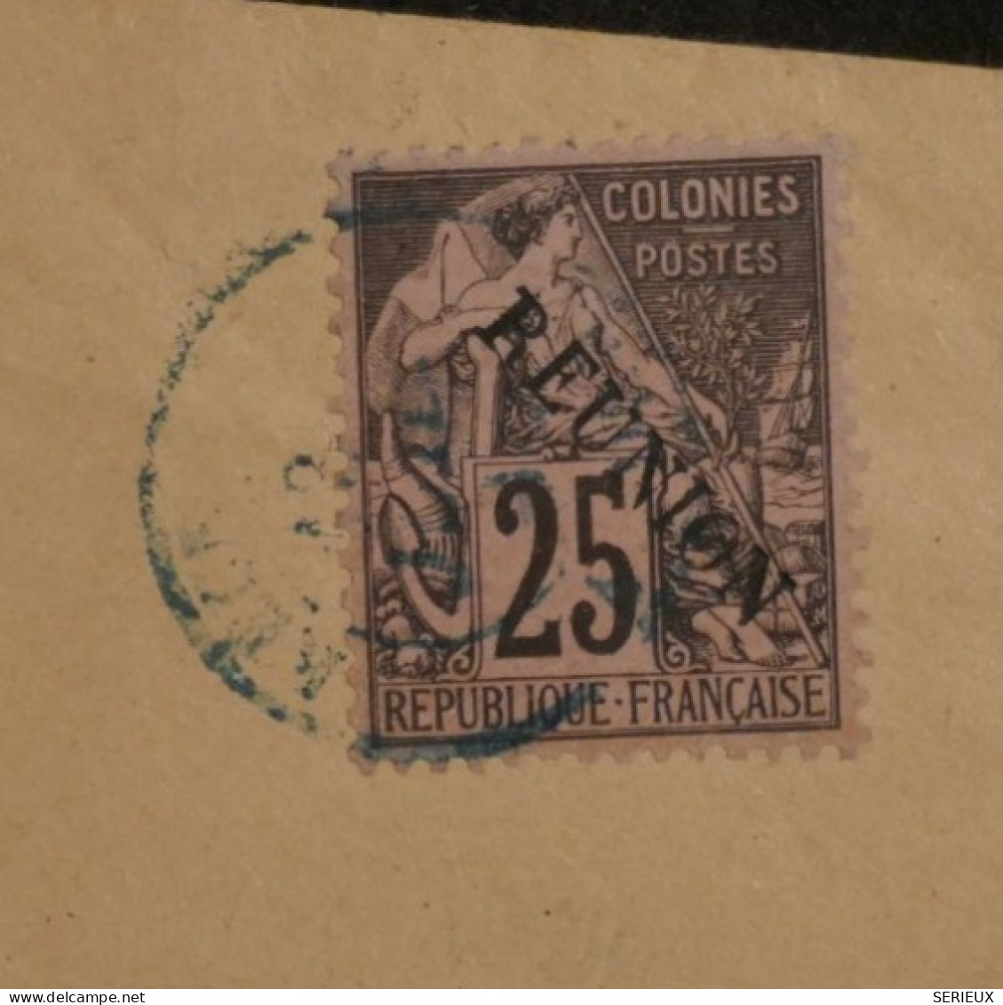 C LA REUNION BELLE LETTRE RARE 1893 PAQUEBOT ST DENIS A NOUMEA CALEDONIE +SURCHARGE N°24+ AFFRANCH. PLAISANT - Covers & Documents