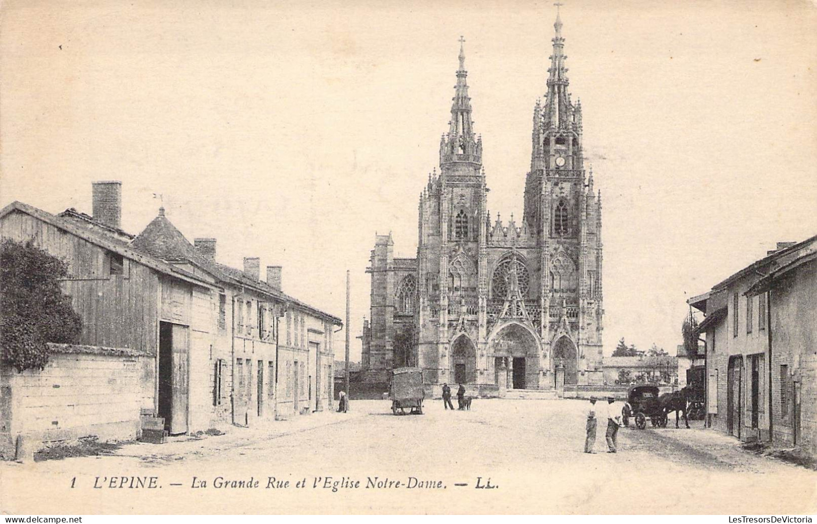 FRANCE - 51 - L'EPINE - La Grande Rue Et L'église Notre Dame - LL - Carte Postale Ancienne - L'Epine